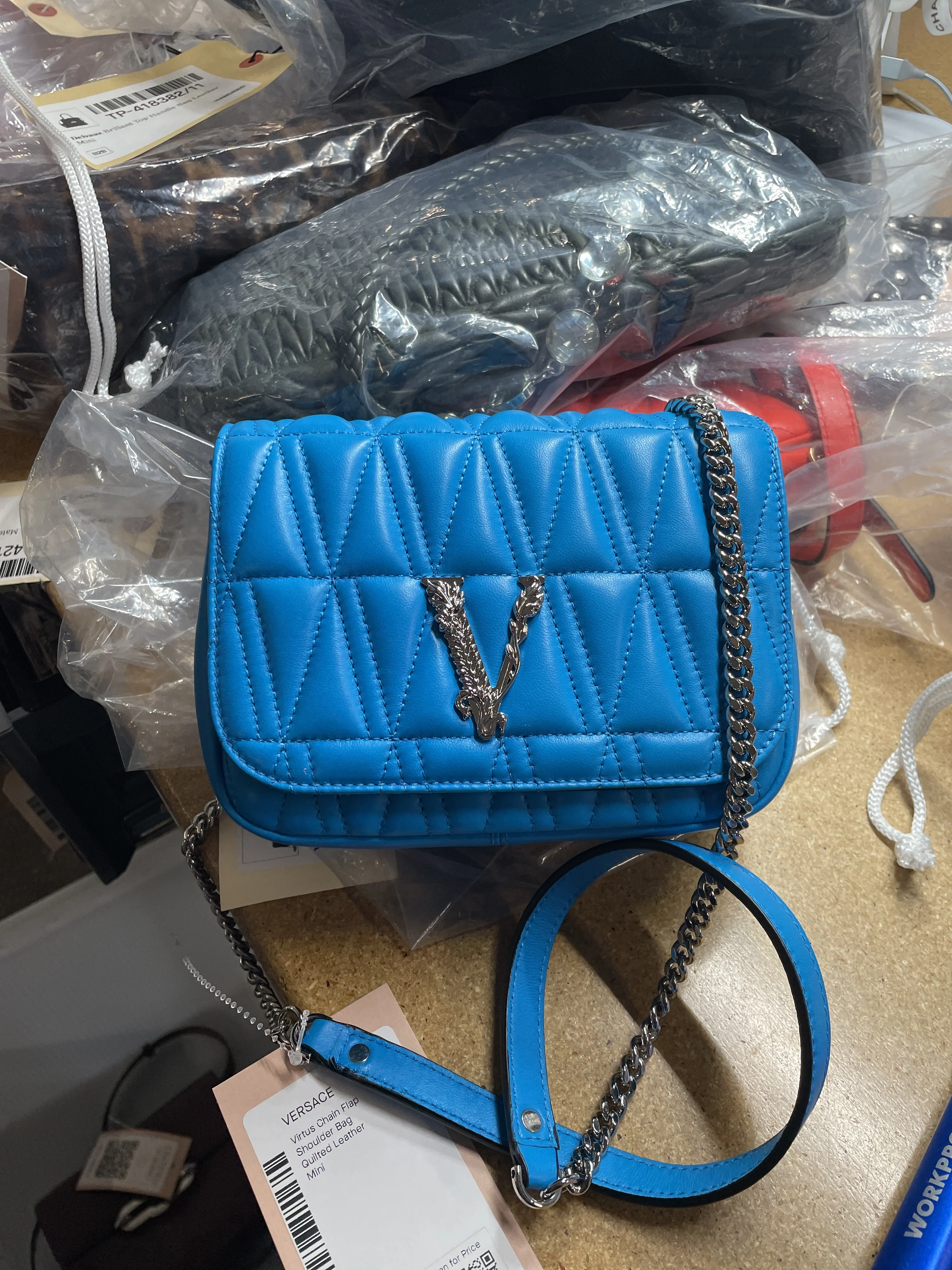 Virtus Chain Flap Shoulder Bag Quilted Leather Mini - Image 8