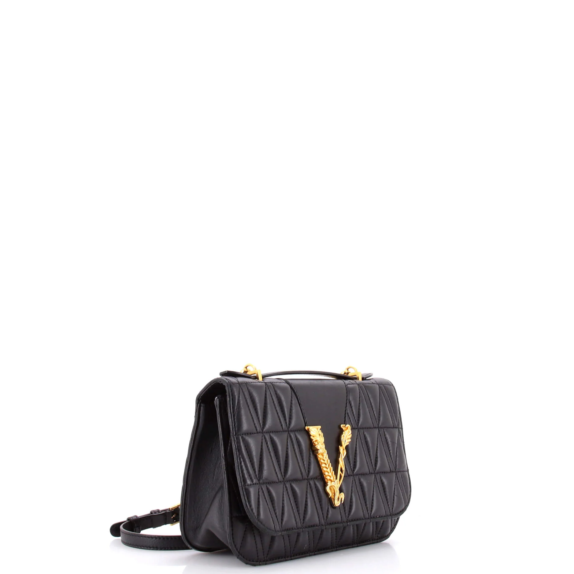 Virtus Flap Shoulder Bag Quilted Leather Small - Image 2
