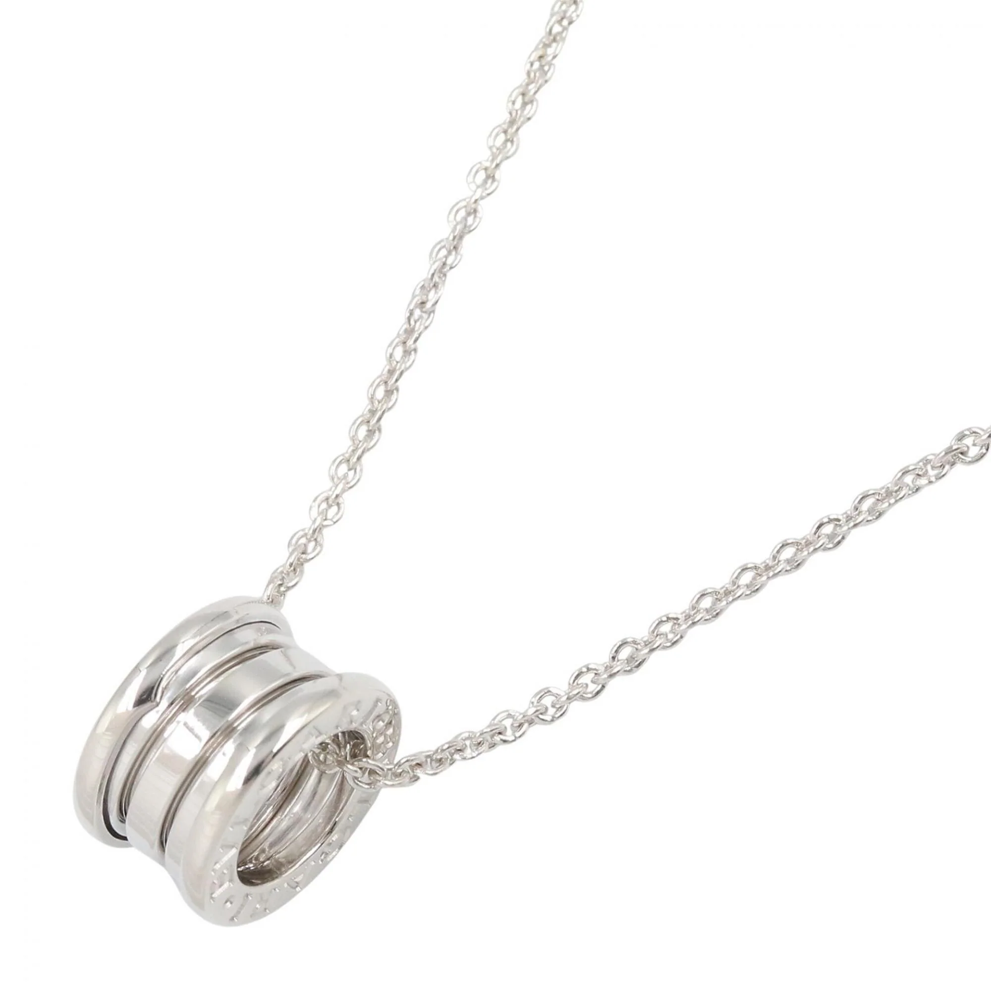 B Pendant Necklace 18K White Gold