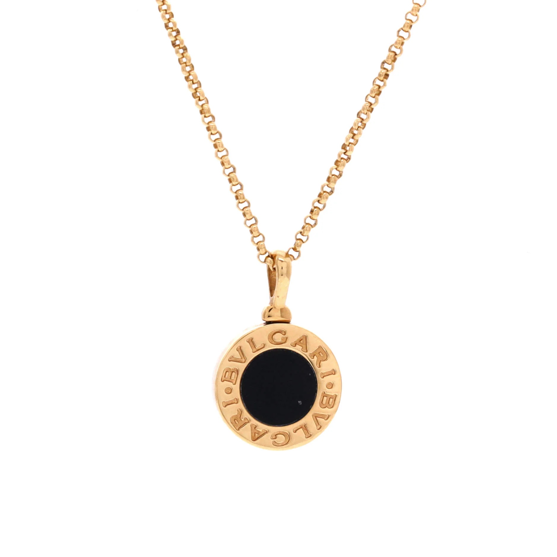 Bvlgari Bvlgari Pendant Necklace 18K Yellow Gold with Onyx