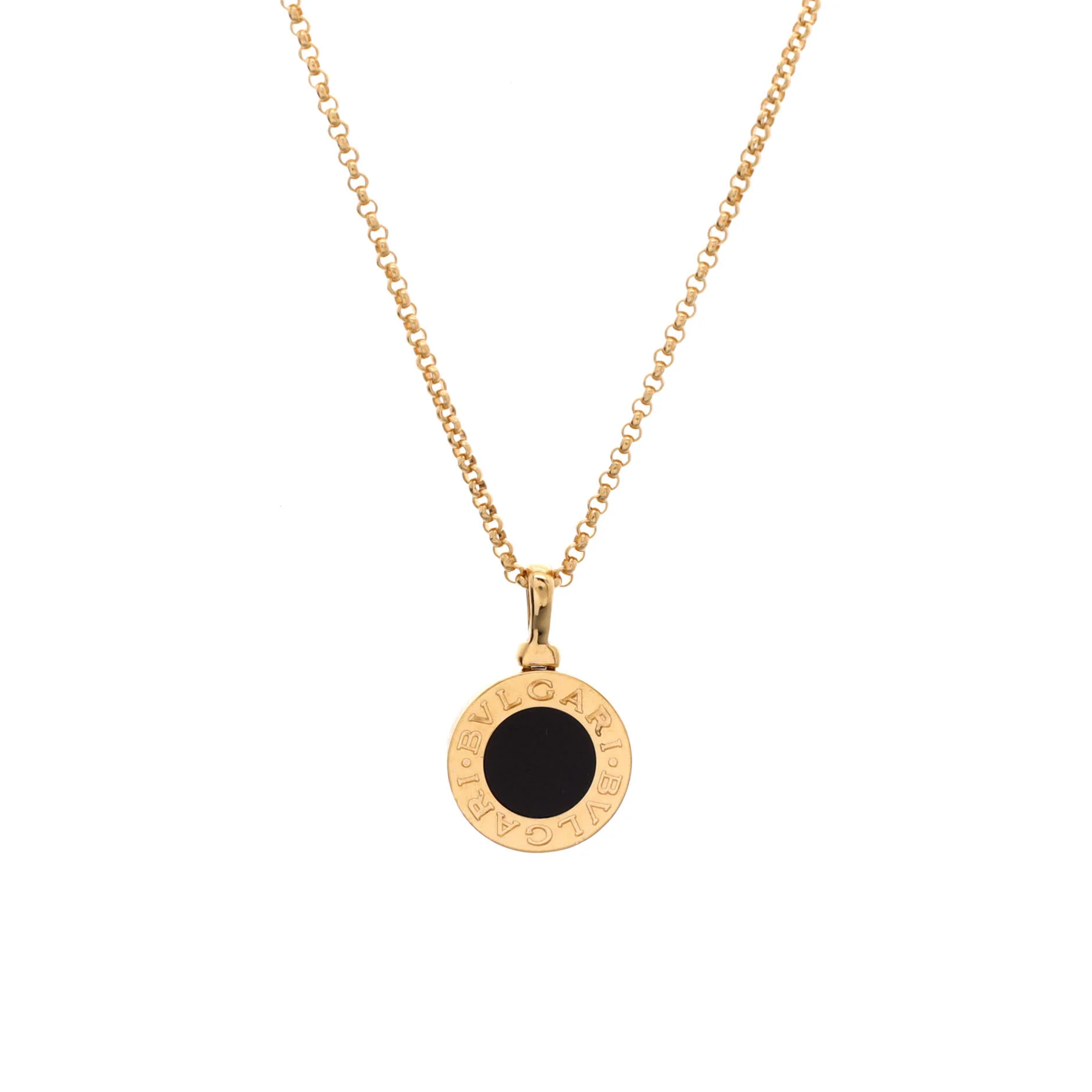 Bvlgari Bvlgari Pendant Necklace 18K Yellow Gold with Onyx