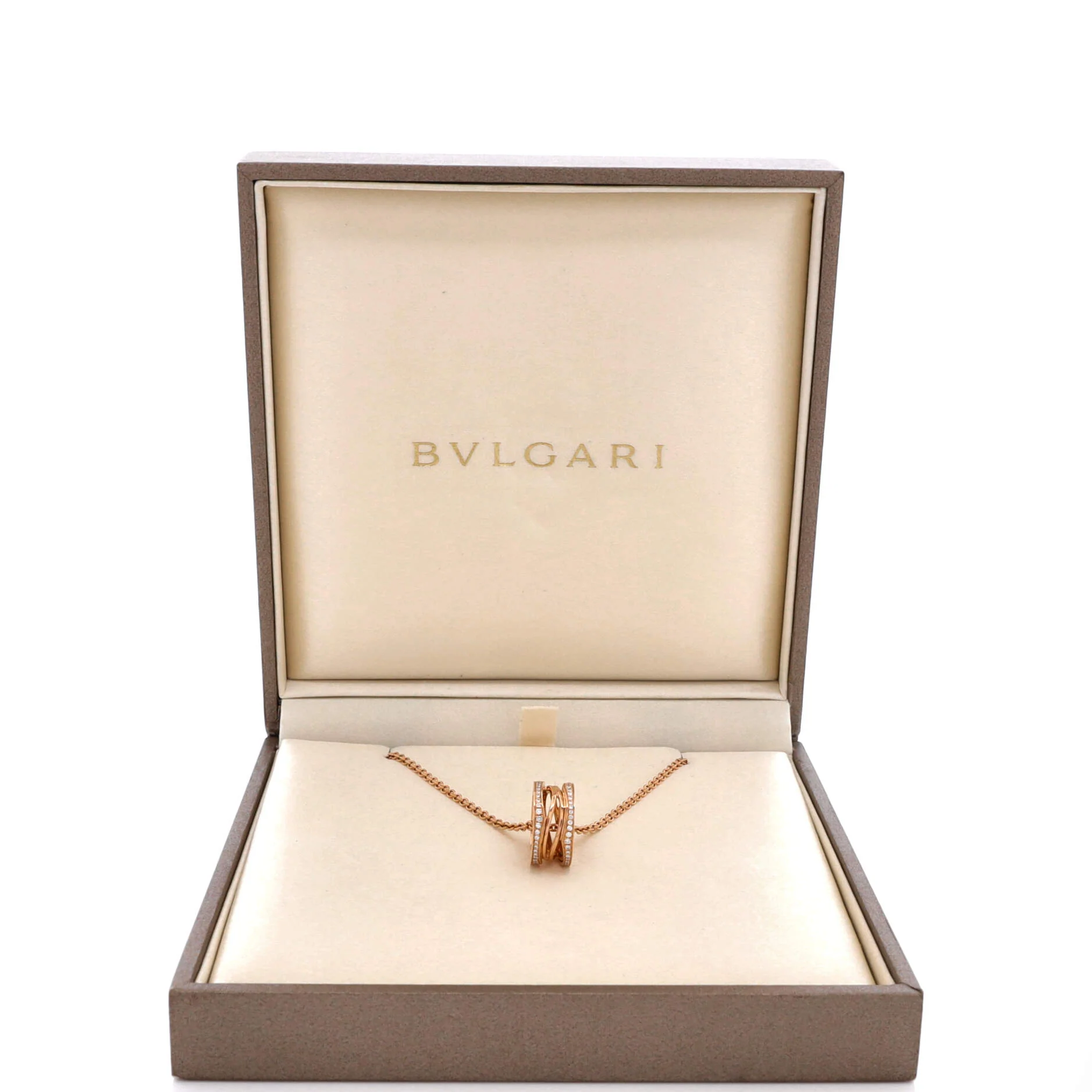 B.Zero1 Open Design Legend Zaha Hadid Pendant Necklace 18K Rose Gold with Diamonds - Image 2