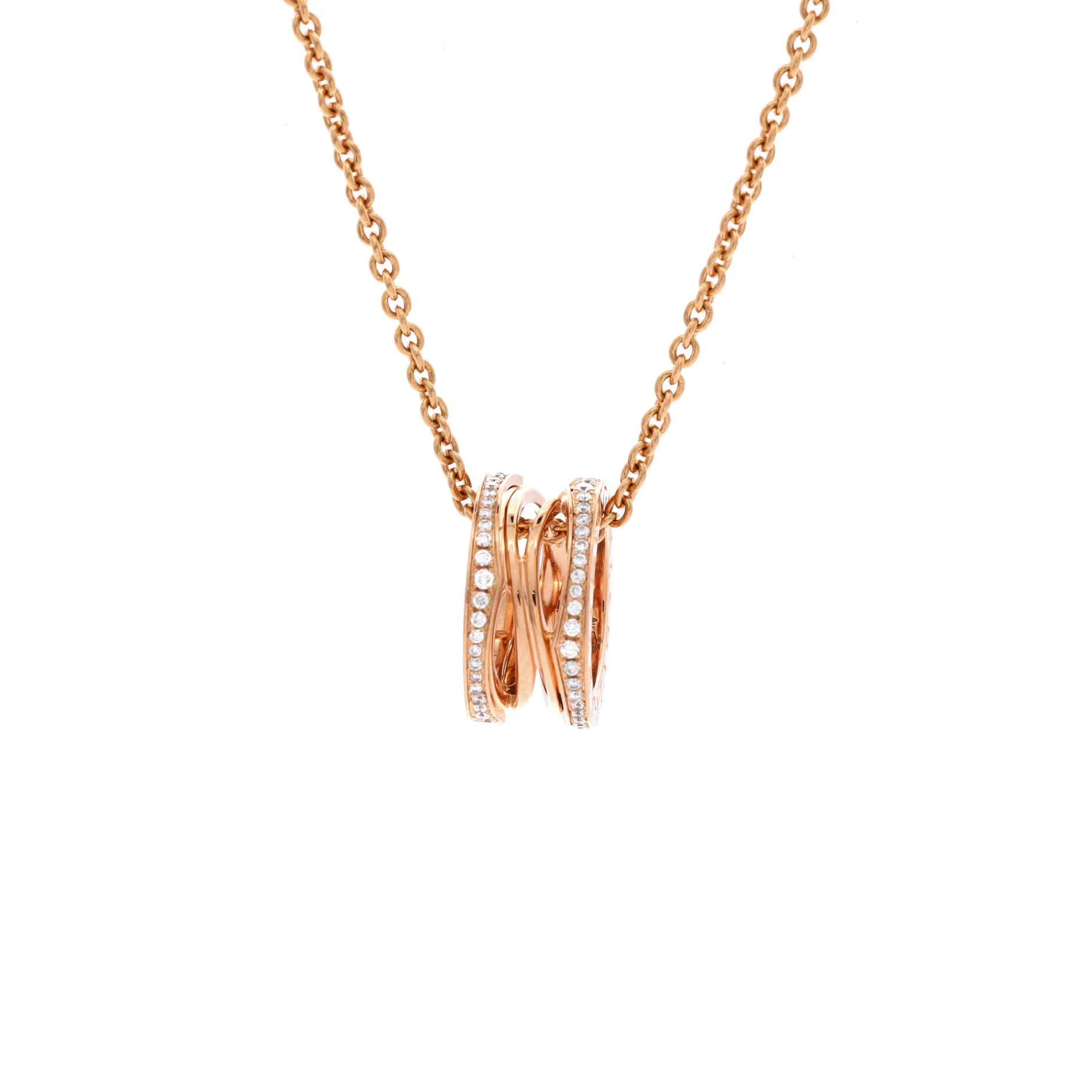 B.Zero1 Open Design Legend Zaha Hadid Pendant Necklace 18K Rose Gold with Diamonds