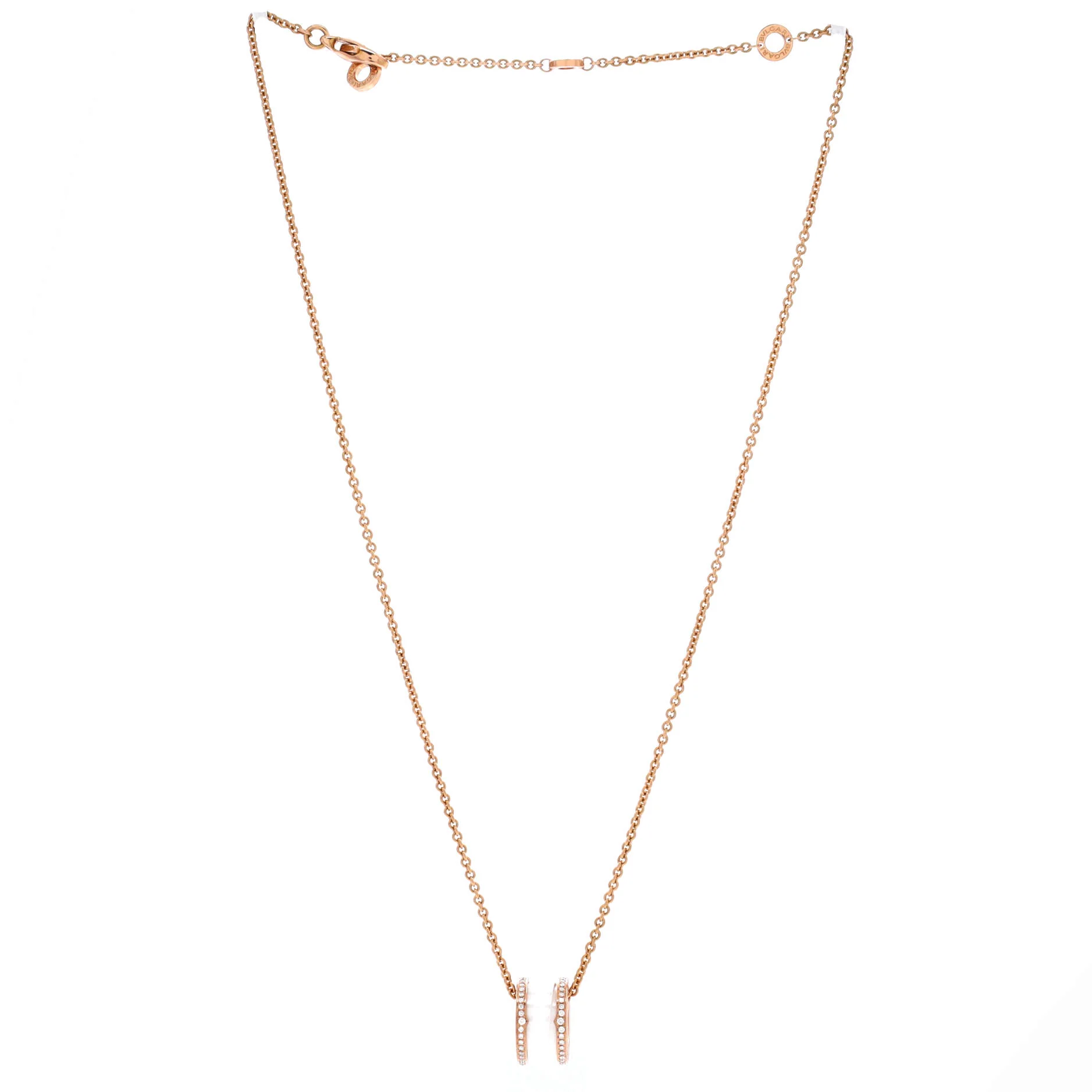 B.Zero1 Pendant Necklace 18K Rose Gold and Ceramic with Diamonds - Image 2