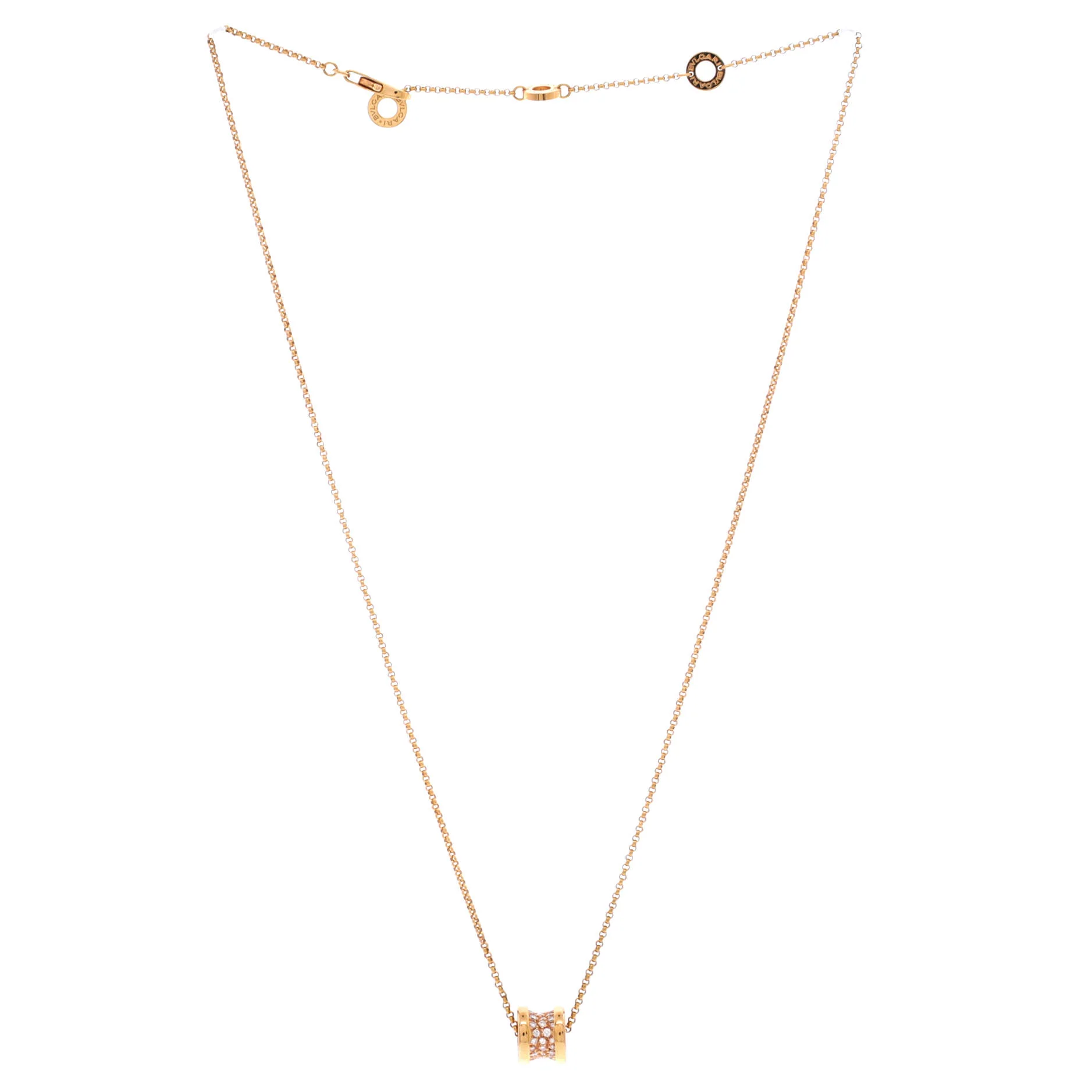B.Zero1 Pendant Necklace 18K Rose Gold with Pave Diamonds Mini - Image 2