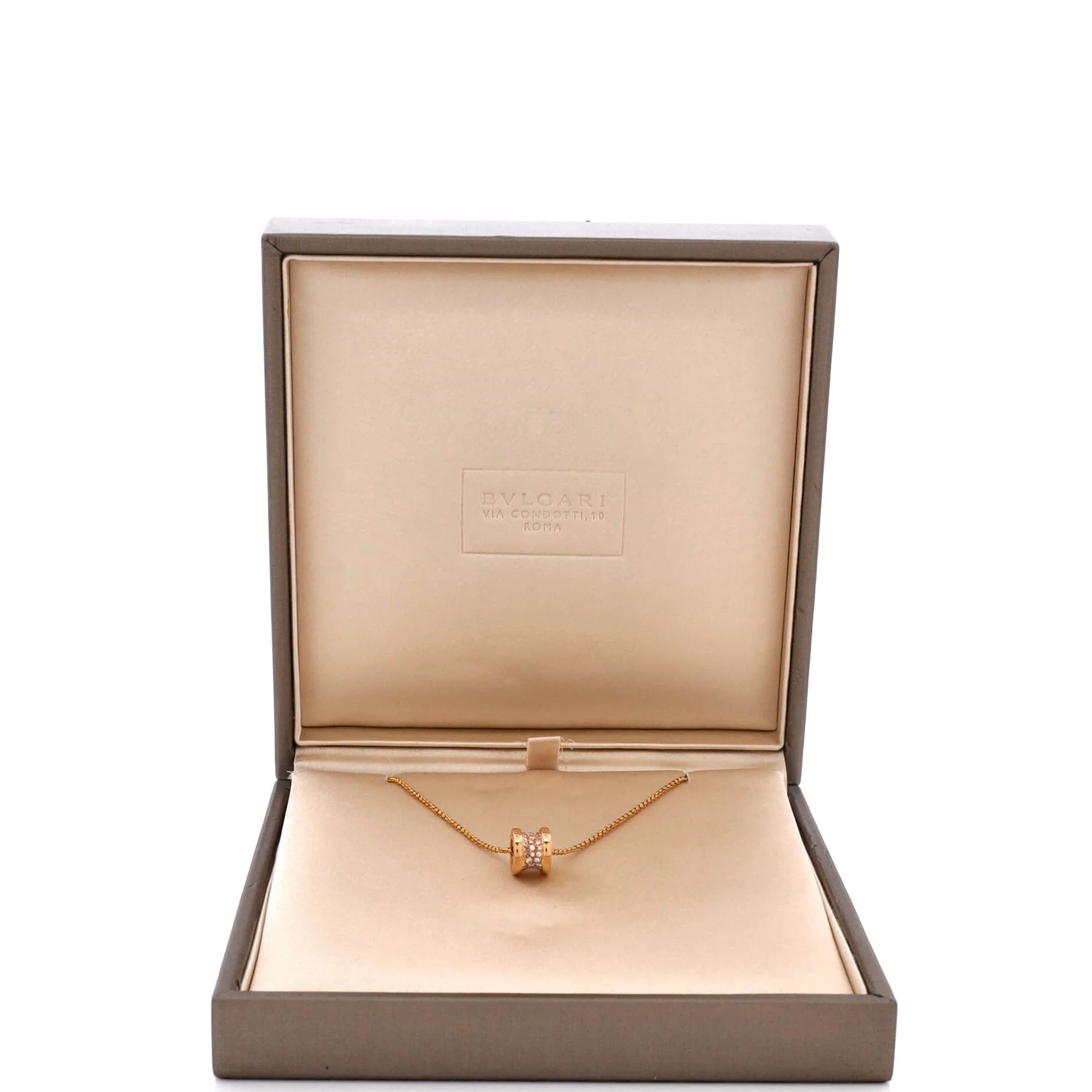 B.Zero1 Pendant Necklace 18K Rose Gold with Pave Diamonds Mini - Image 2