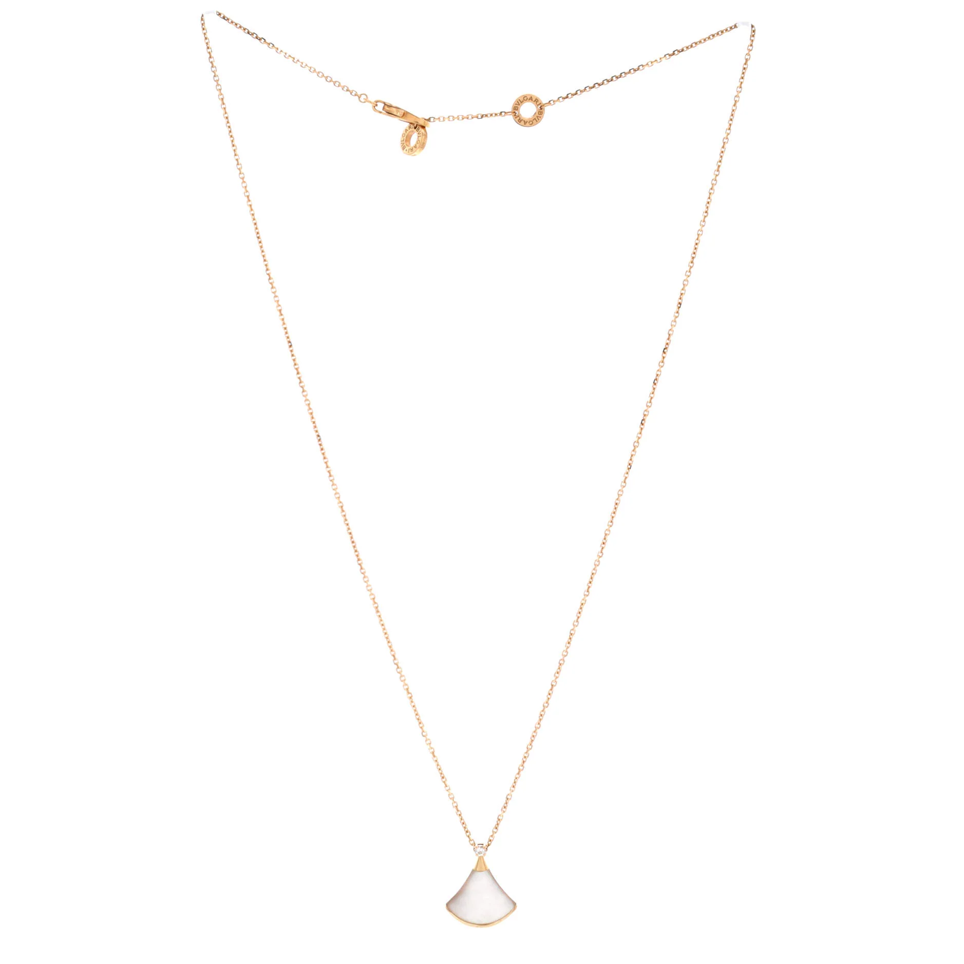 Divas' Dream Pendant Necklace 18K Rose Gold with Mother of Pearl and Diamond Small - Image 3