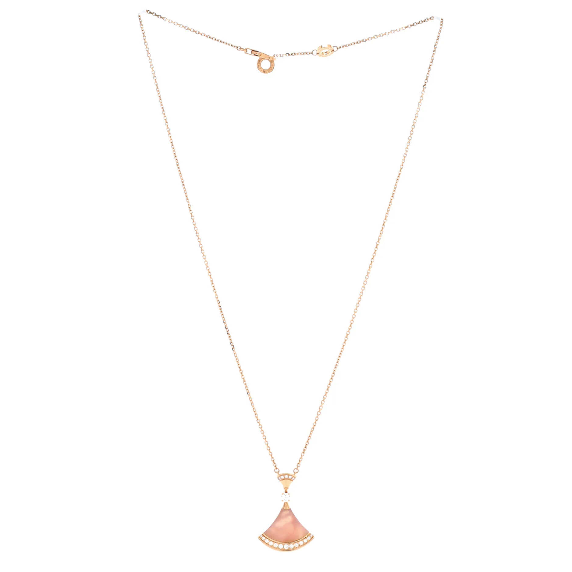 Divas' Dream Pendant Necklace 18K Rose Gold with Pink Opal and Diamonds Large - Image 2