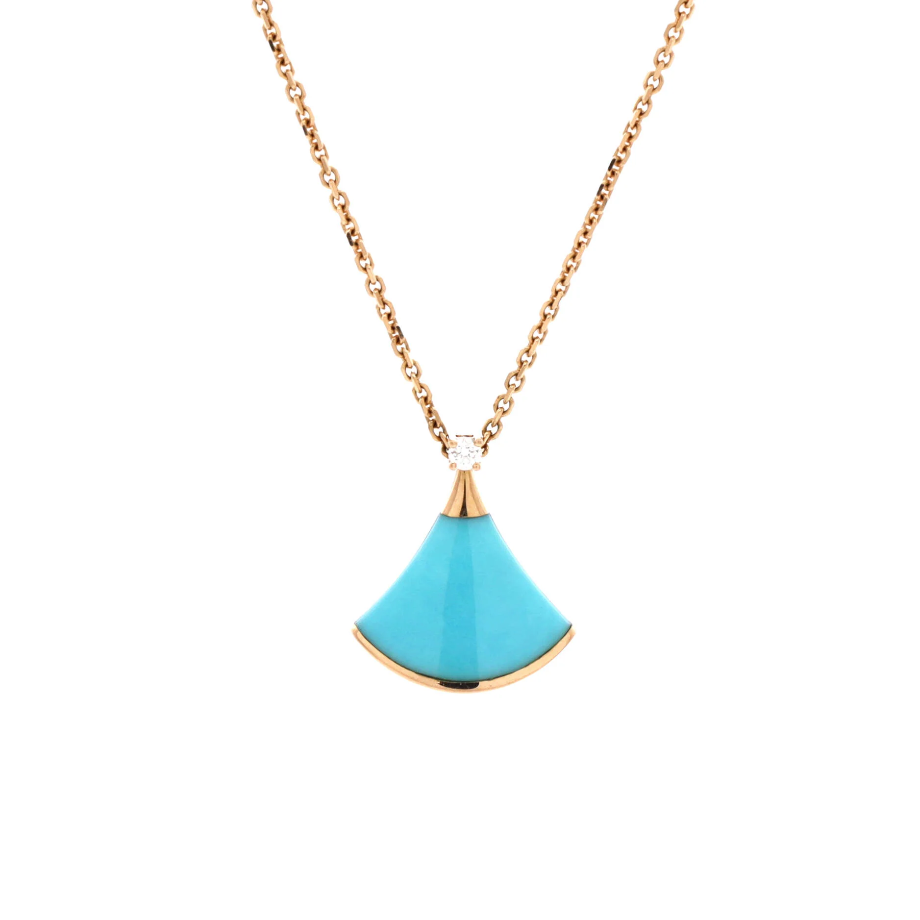 Divas' Dream Pendant Necklace 18K Rose Gold with Turquoise and Diamond Small