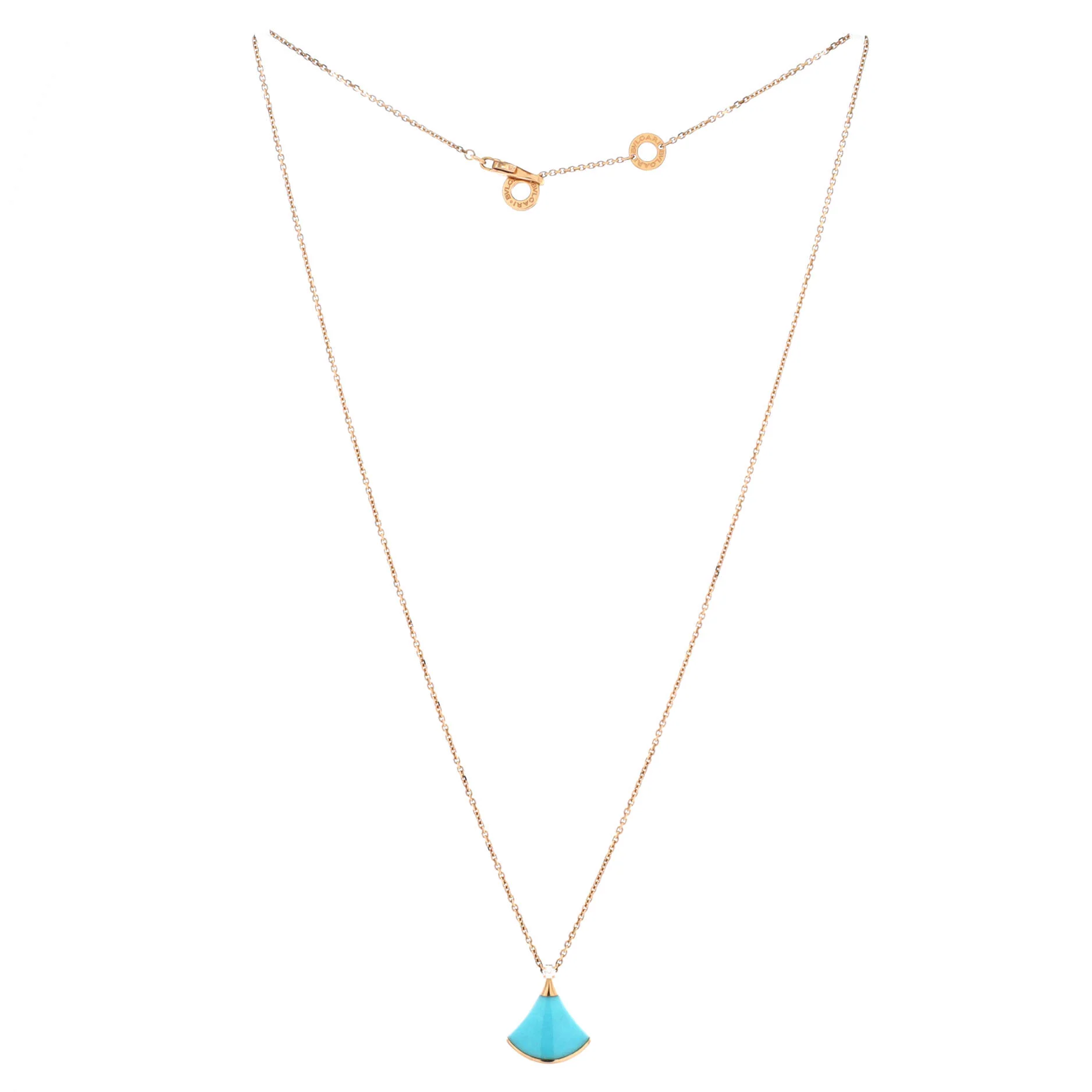 Divas' Dream Pendant Necklace 18K Rose Gold with Turquoise and Diamond Small - Image 2