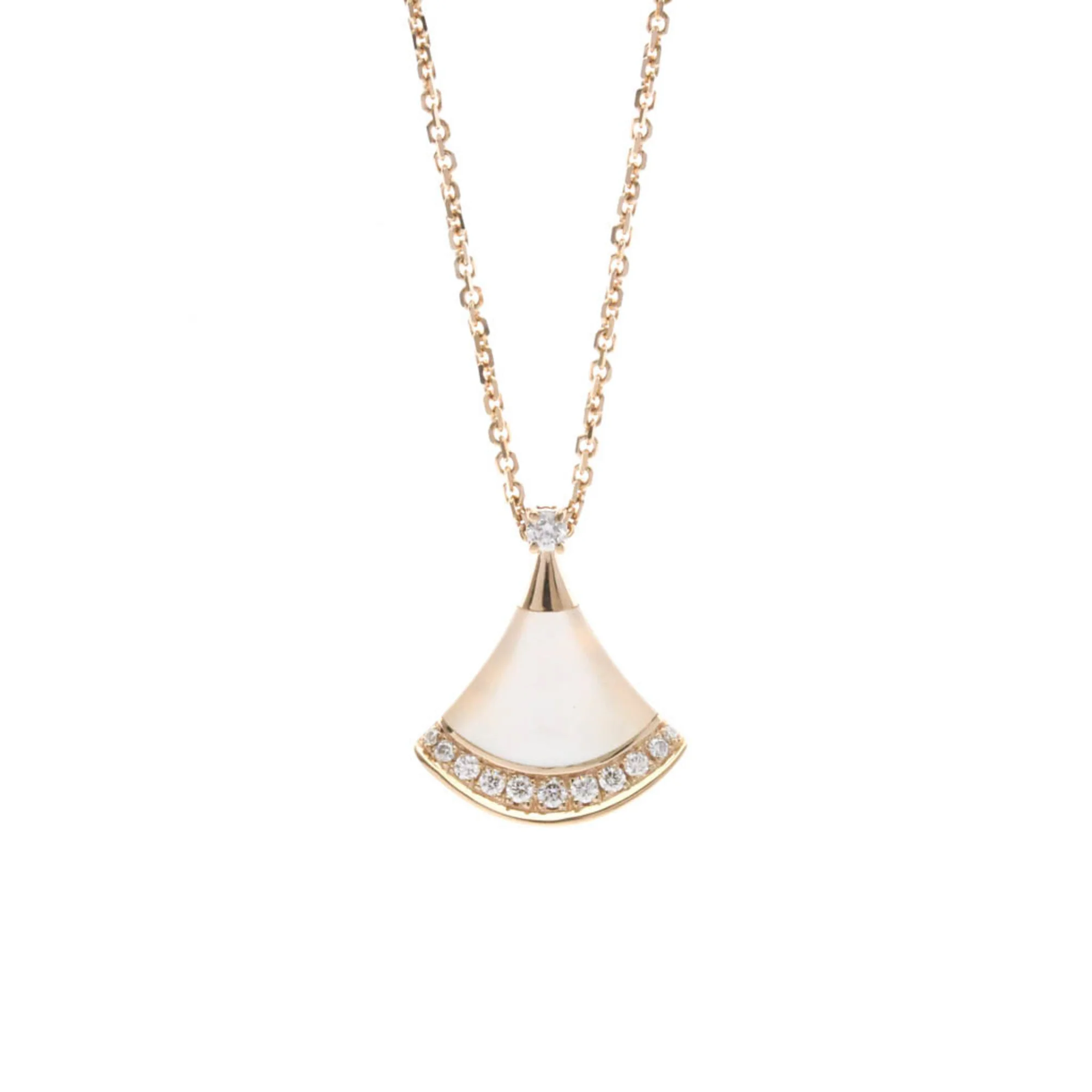Pendant Necklace 18K Rose Gold with Diamond and Mother Of Pearl