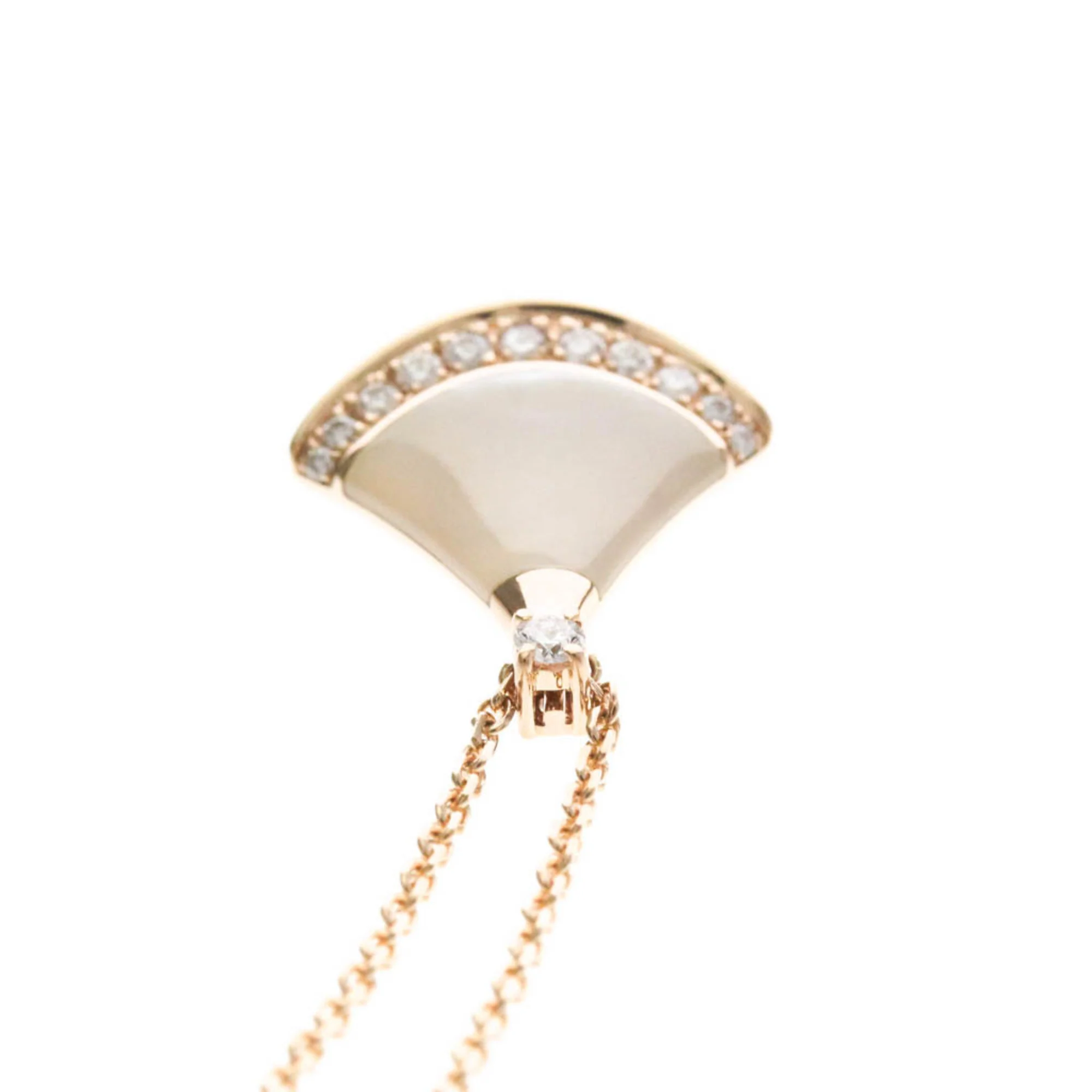Pendant Necklace 18K Rose Gold with Diamond and Mother Of Pearl - Image 6