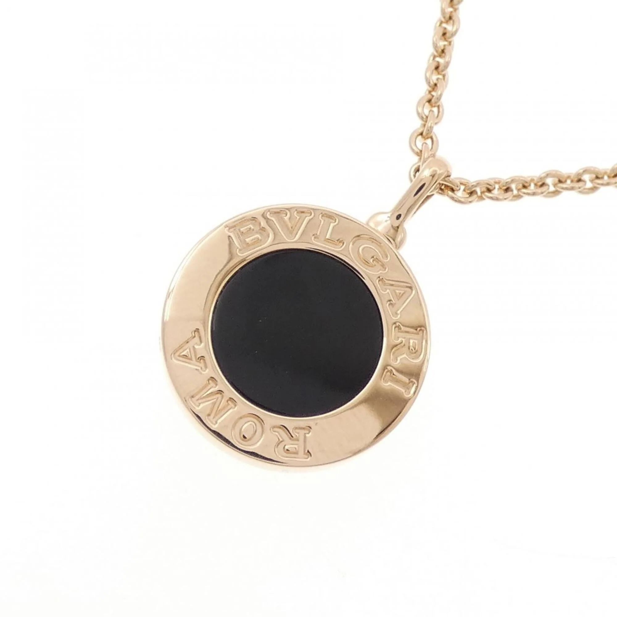 Pendant Necklace 18K Rose Gold with Diamond and Onyx - Image 3