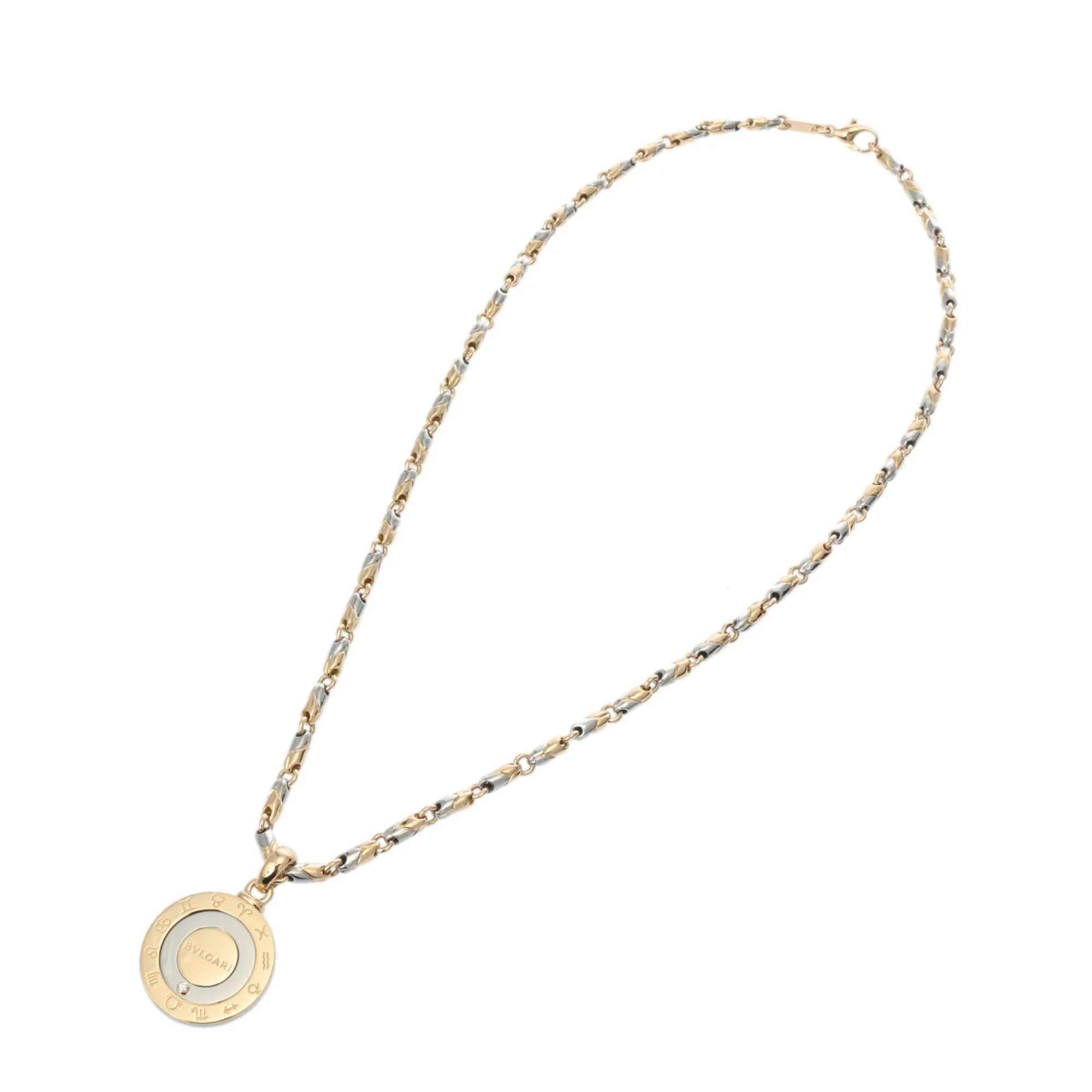 Pendant Necklace 18K Yellow Gold and Stainless Steel with Diamond - Image 7