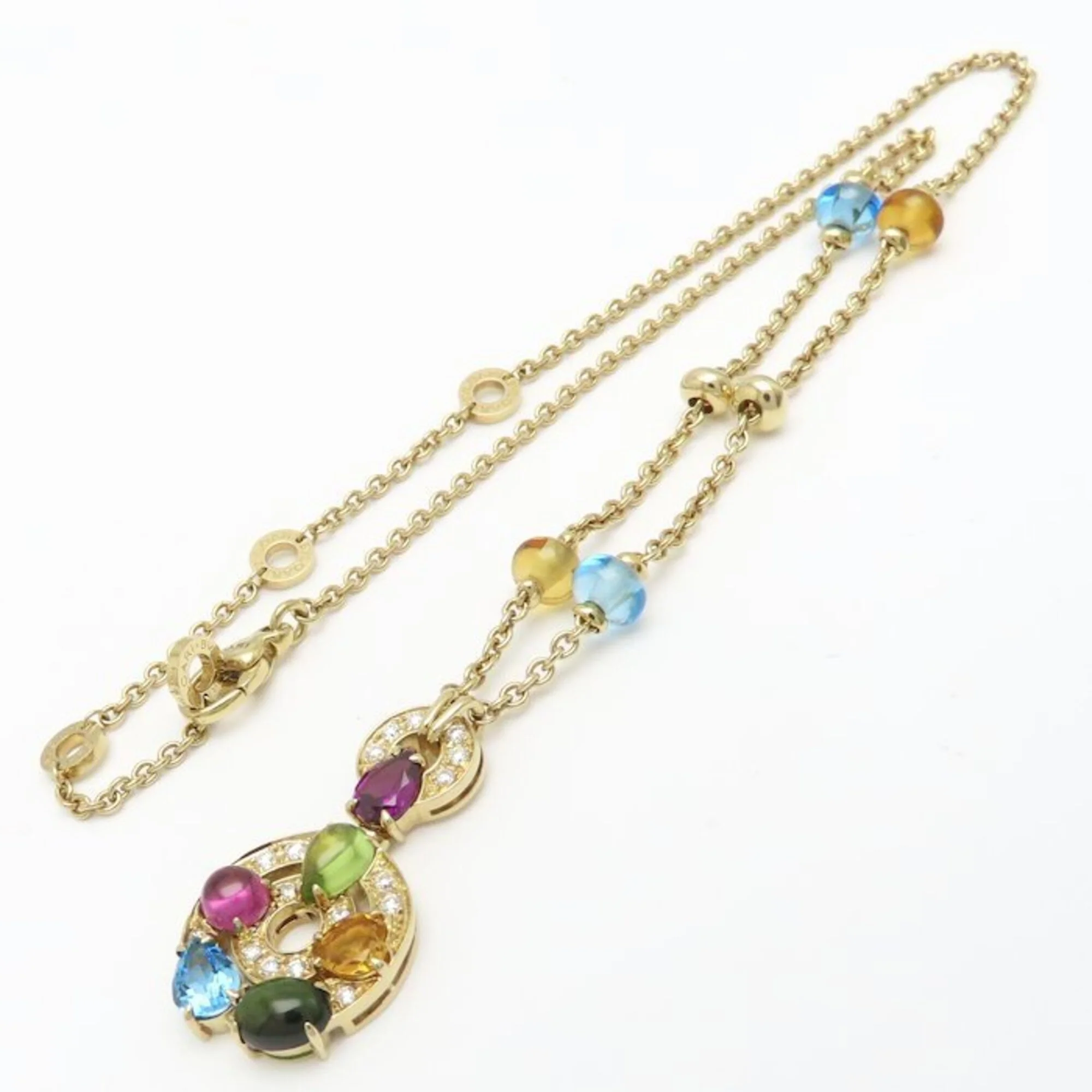 Pendant Necklace 18K Yellow Gold With Diamond And Amethyst And Citrine And Garnet And Peridot And Topaz And T - Image 4