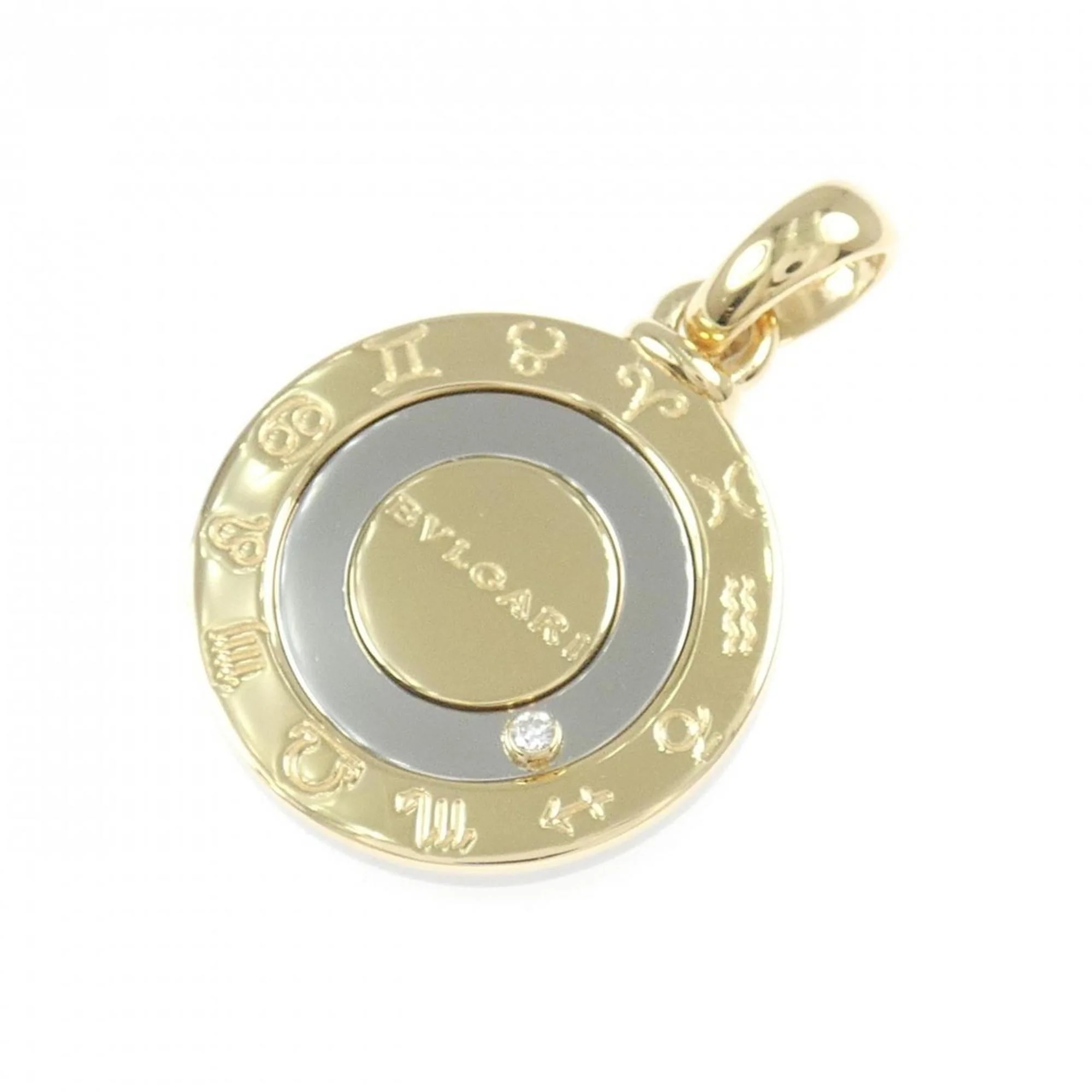 Pendant Necklace Stainless Steel and 18K Yellow Gold with Diamond