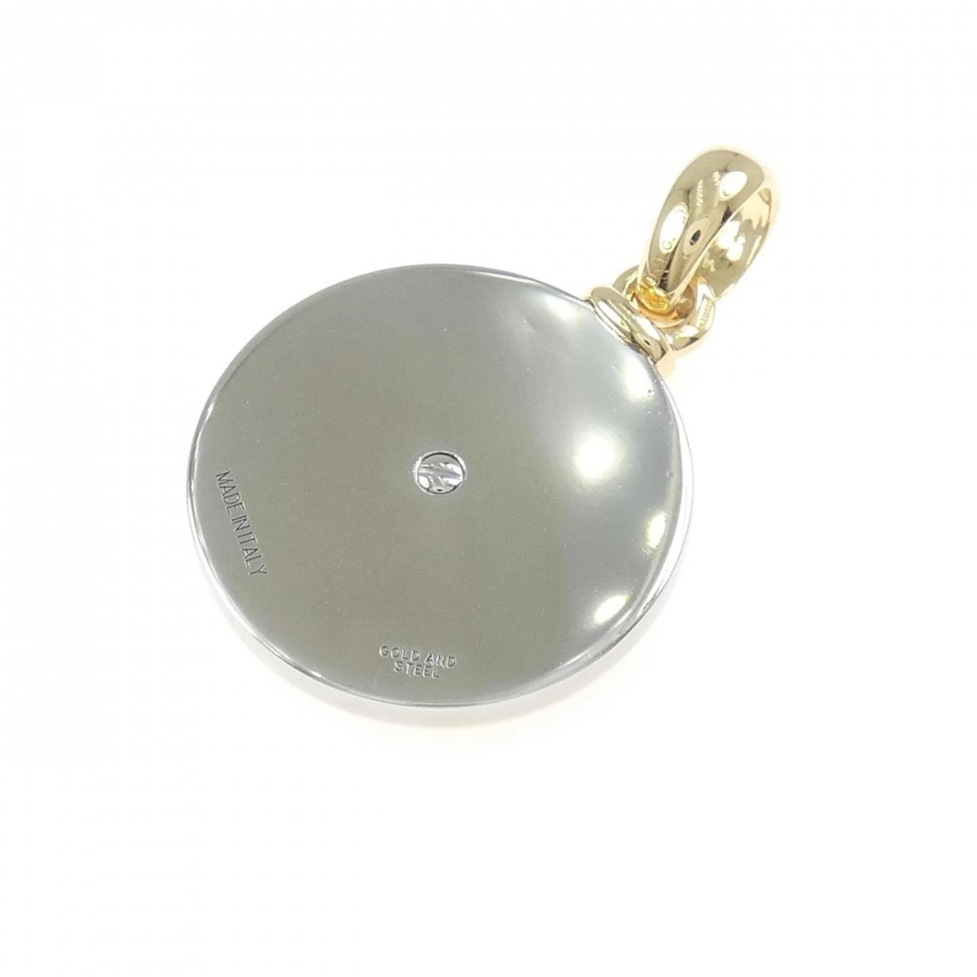 Pendant Necklace Stainless Steel and 18K Yellow Gold with Diamond - Image 2