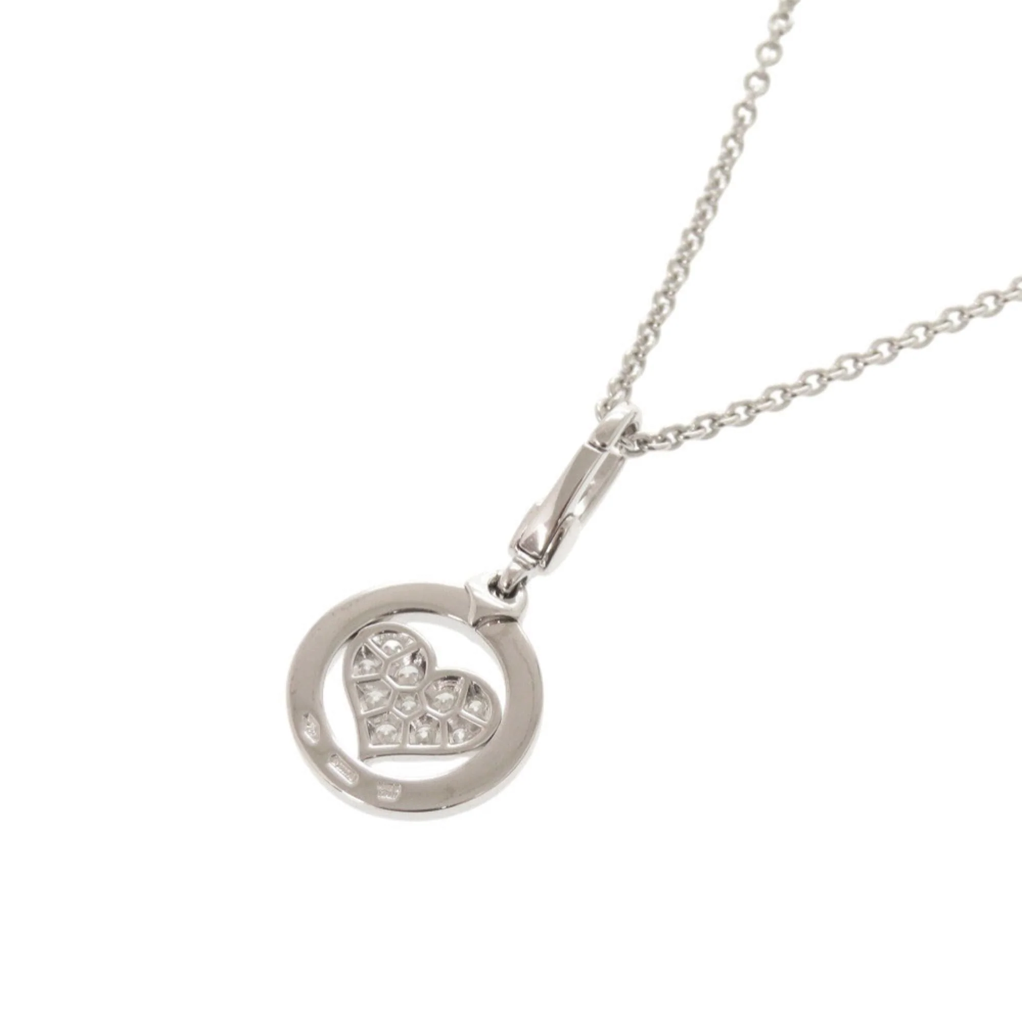 Tondo Heart Pendant Necklace 18K White Gold with Diamond - Image 2