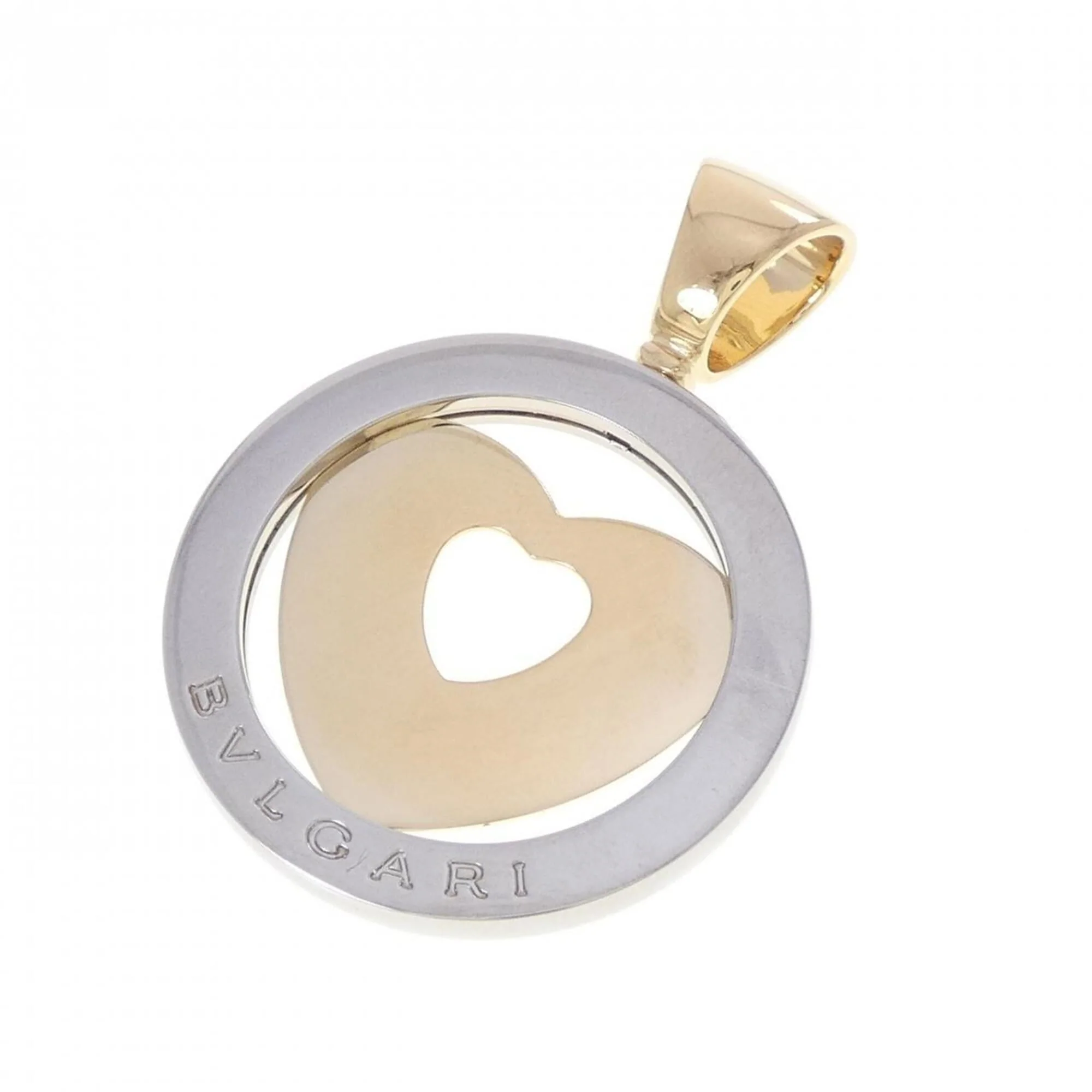 Tondo Heart Pendant Necklace Stainless Steel and 18K Yellow Gold