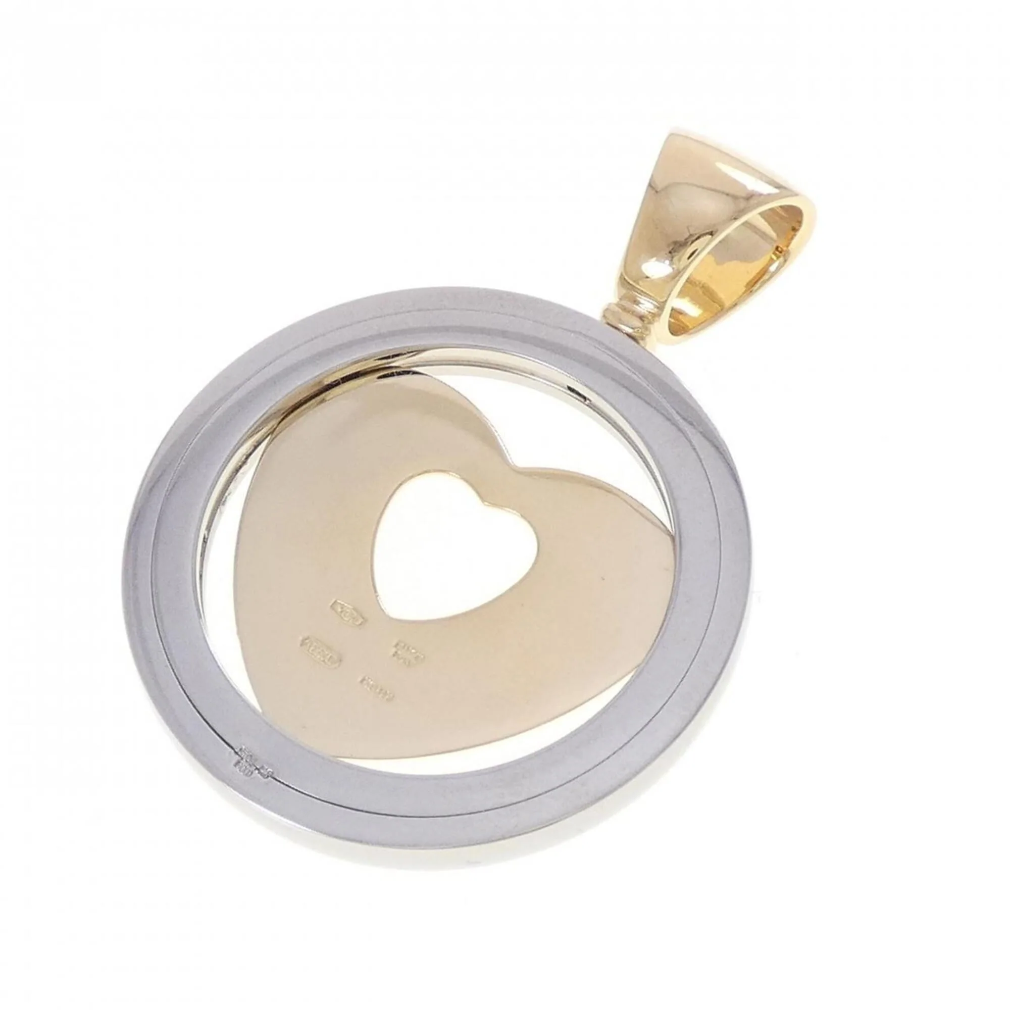 Tondo Heart Pendant Necklace Stainless Steel and 18K Yellow Gold - Image 2