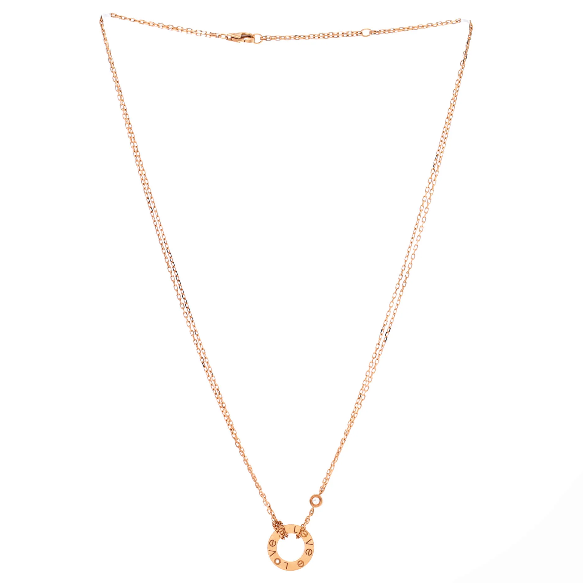 2 Diamonds Love Pendant Necklace 18K Rose Gold and Diamonds - Image 3