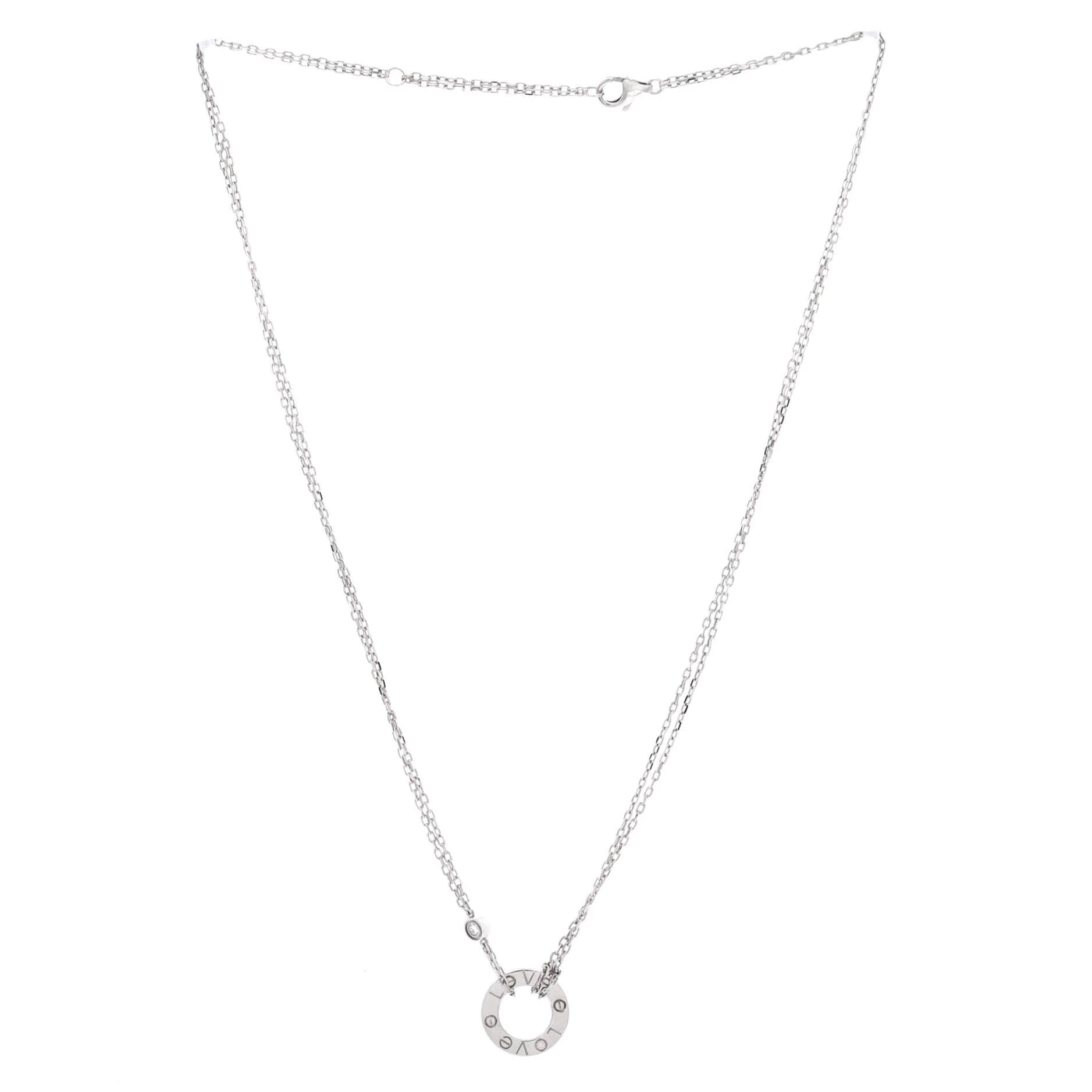 2 Diamonds Love Pendant Necklace 18K White Gold with Diamonds - Image 2