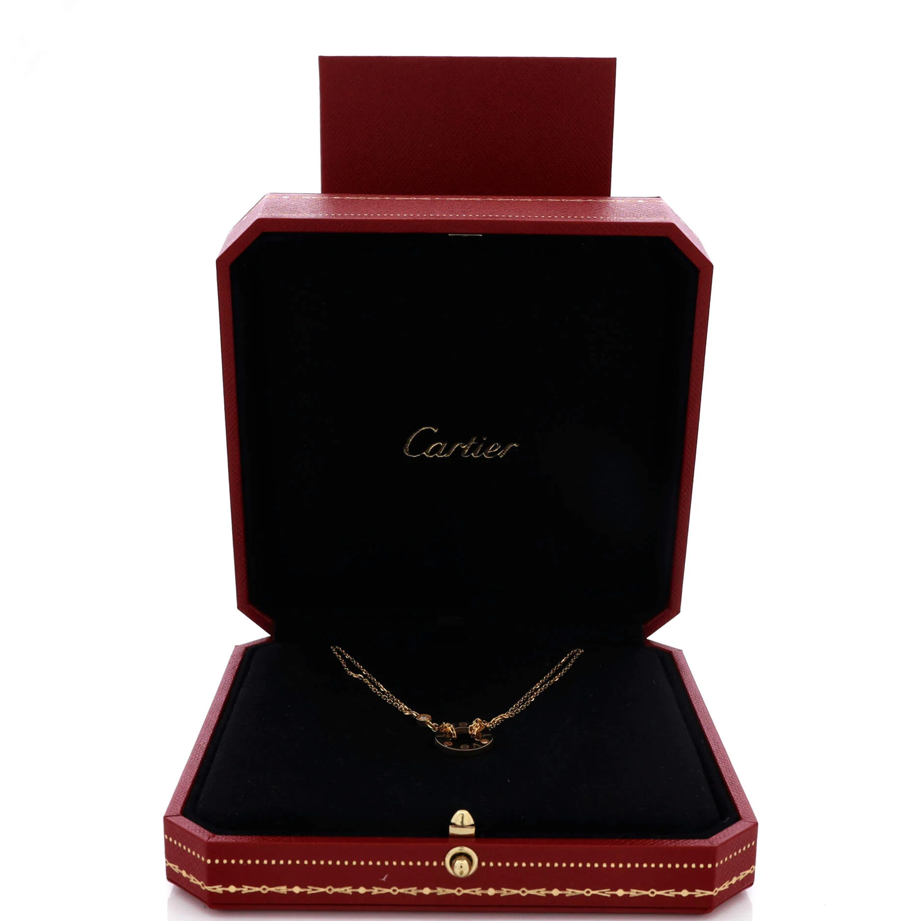 2 Diamonds Love Pendant Necklace 18K Yellow Gold and Diamonds - Image 2