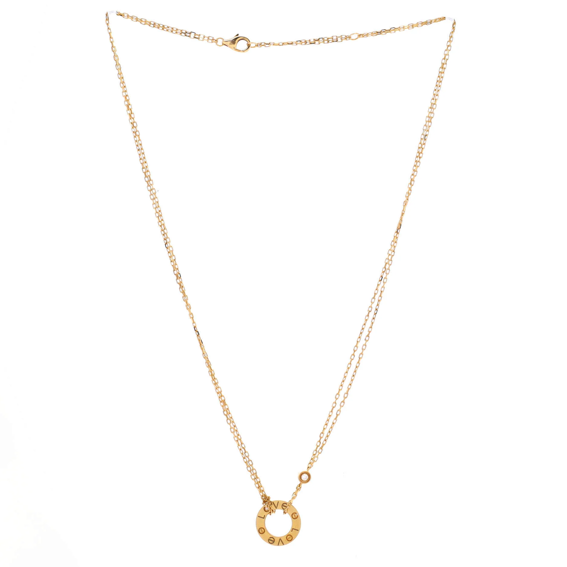 2 Diamonds Love Pendant Necklace 18K Yellow Gold and Diamonds - Image 3