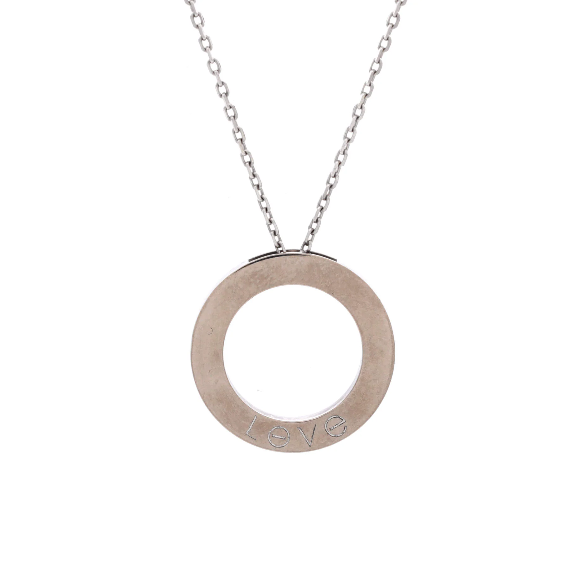 3 Diamonds Love Pendant Necklace 18K White Gold and Diamonds