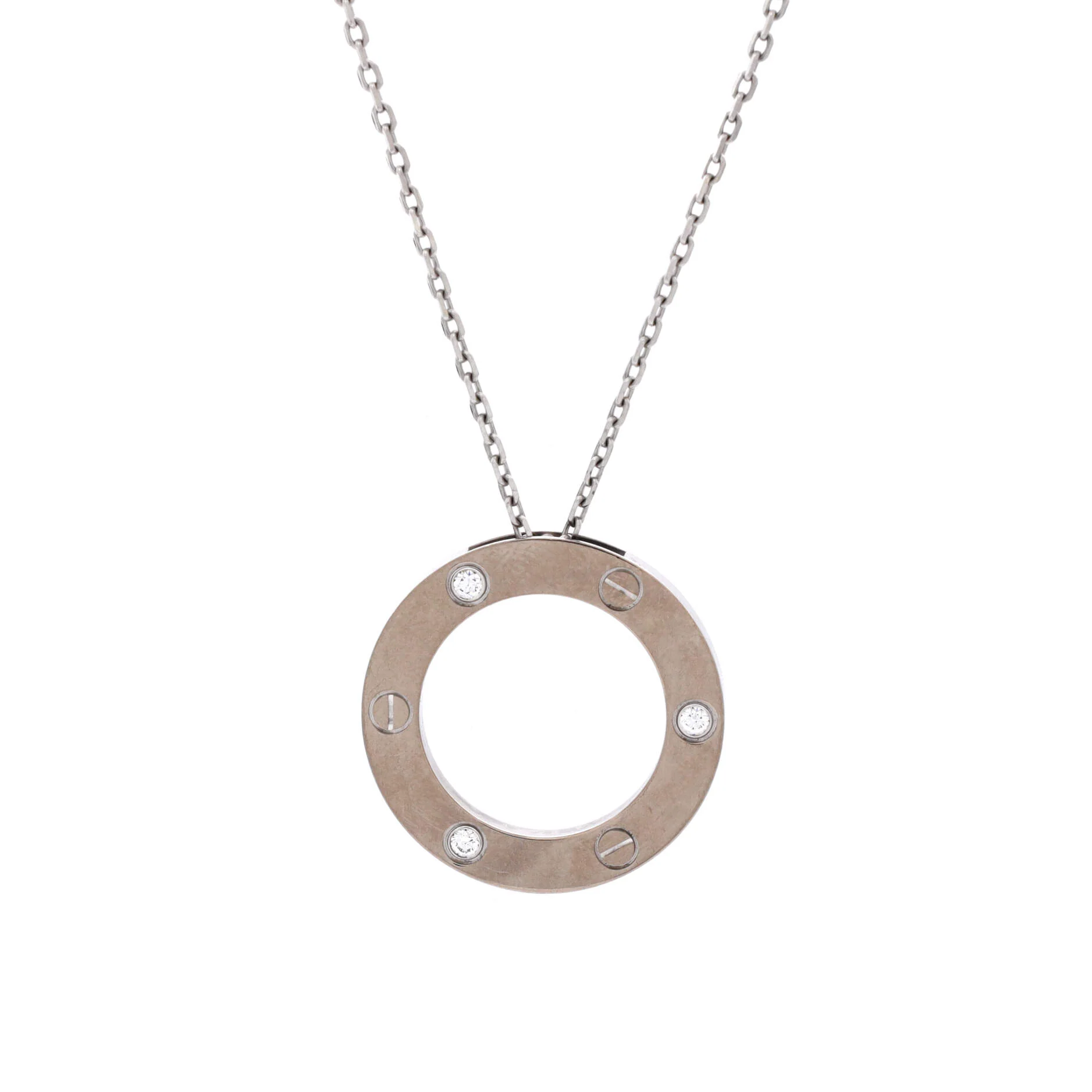 3 Diamonds Love Pendant Necklace 18K White Gold and Diamonds - Image 4