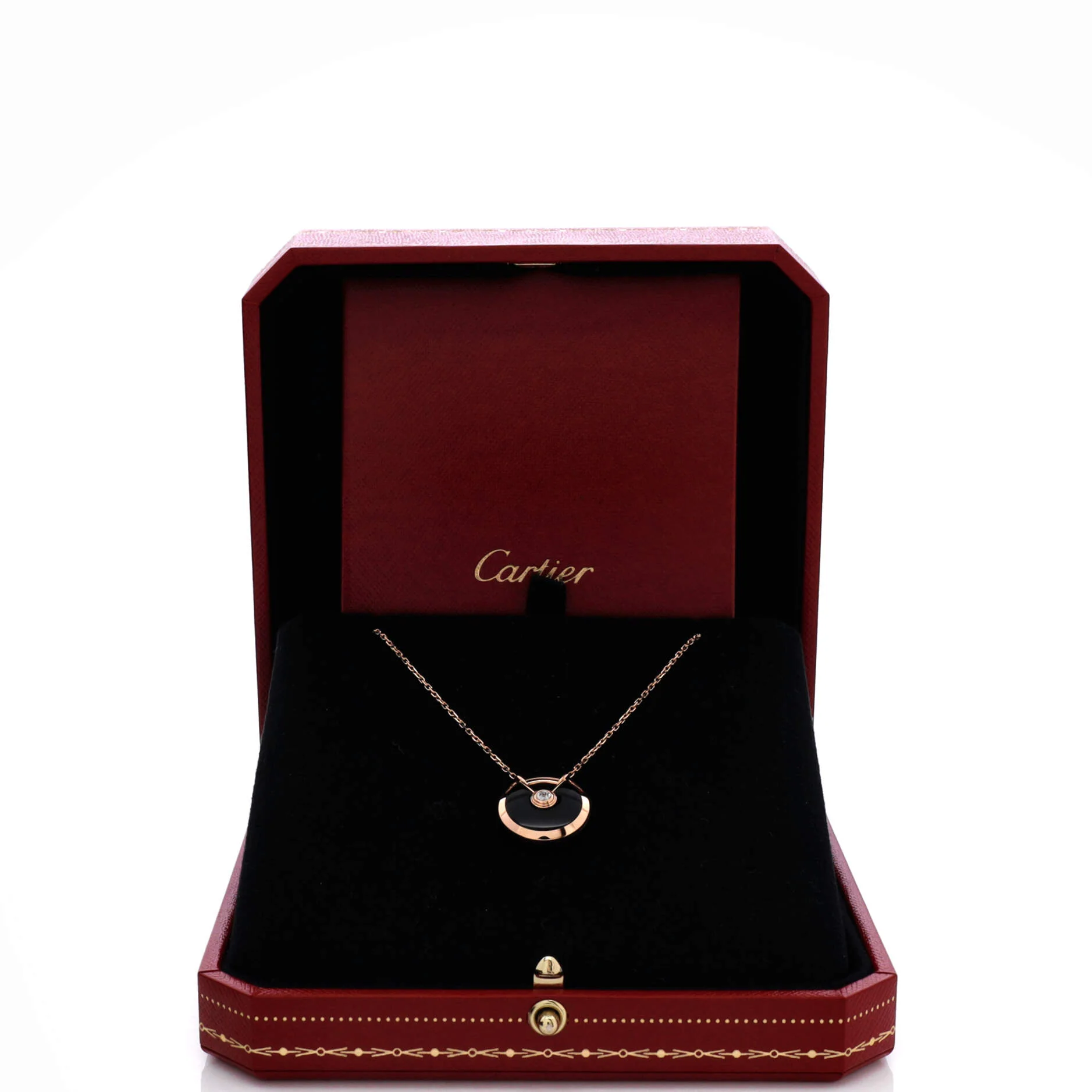 Amulette de Cartier Pendant Necklace 18K Rose Gold with Onyx and Diamond Small - Image 2