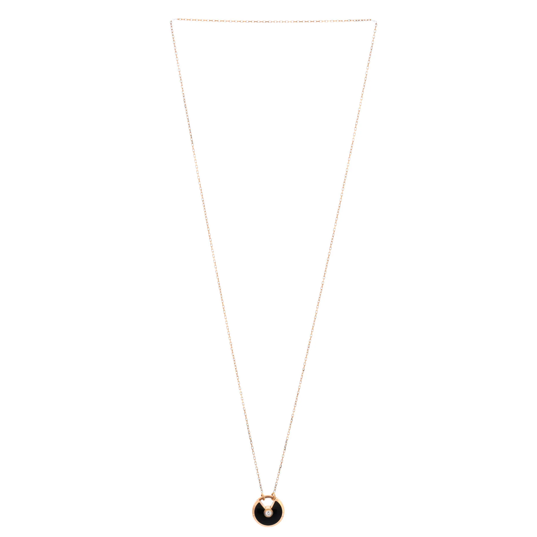 Amulette de Cartier Pendant Necklace 18K Rose Gold with Onyx and Diamond Small - Image 3