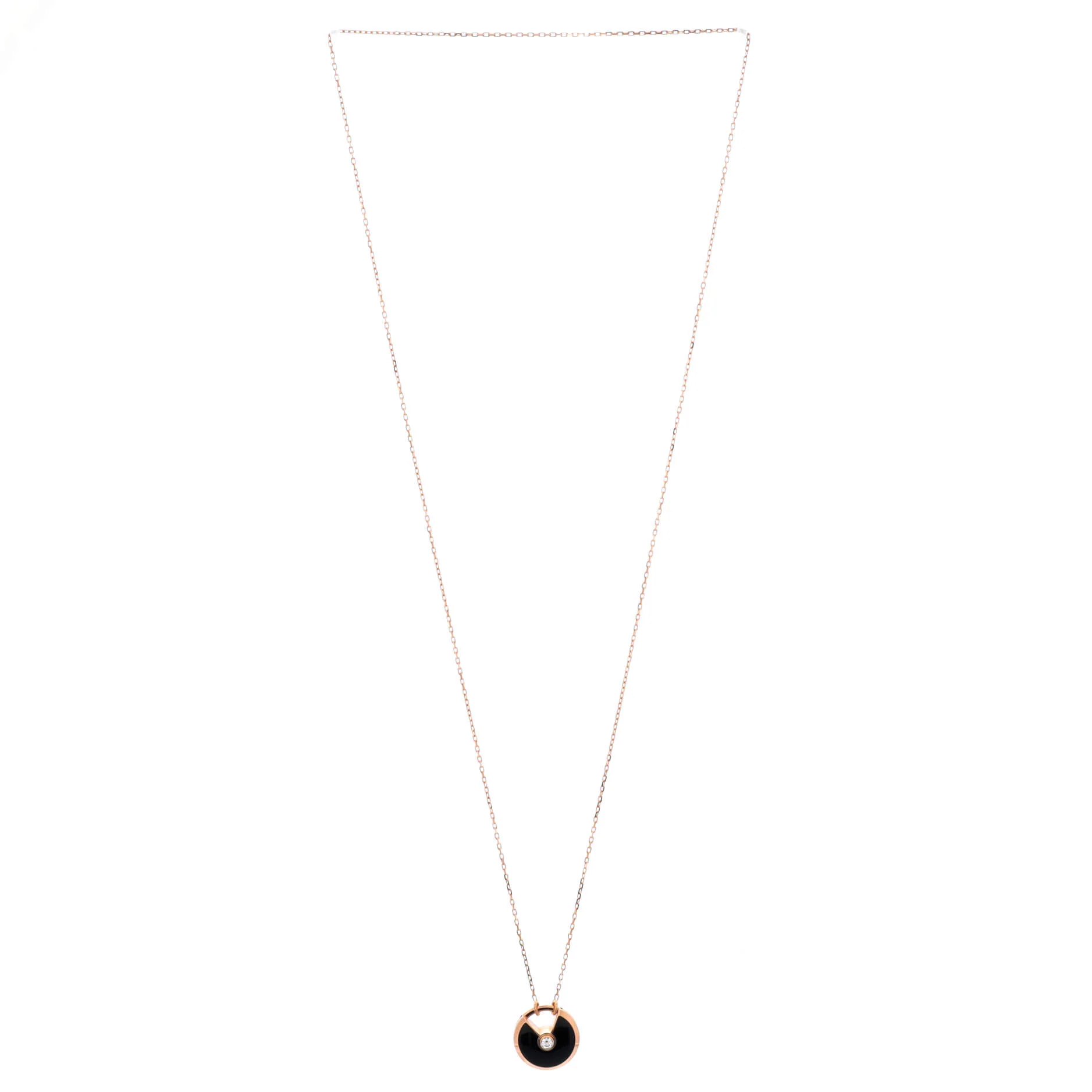 Amulette de Cartier Pendant Necklace 18K Rose Gold with Onyx and Diamond Small - Image 2