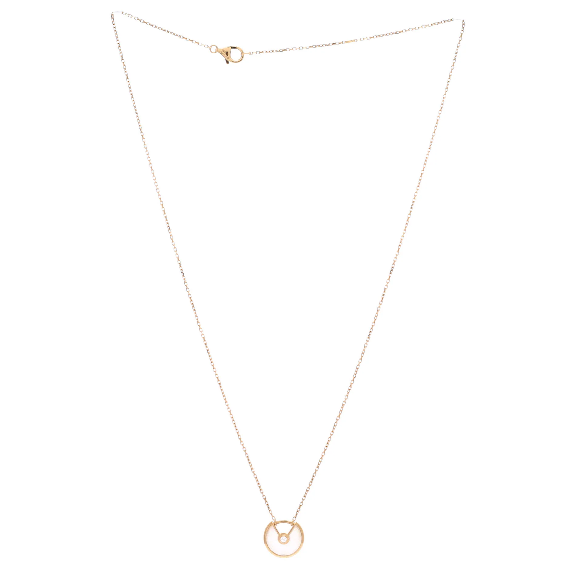 Amulette de Cartier Pendant Necklace 18K Yellow Gold with Mother of Pearl and Diamond XS - Image 3