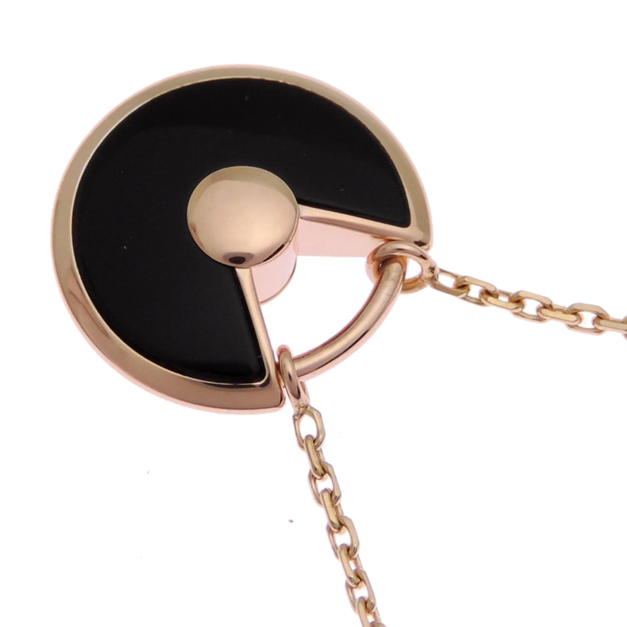 Amulette de Pendant Necklace 18K Rose Gold with Onyx and Diamond - Image 3