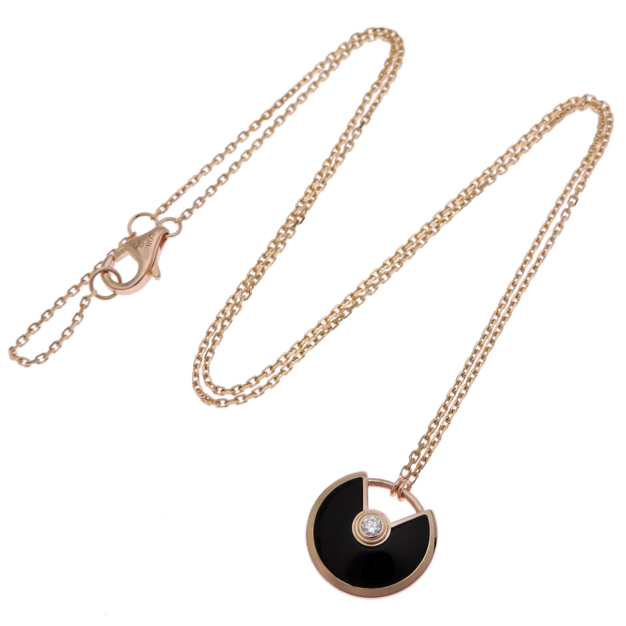 Amulette de Pendant Necklace 18K Rose Gold with Onyx and Diamond - Image 6