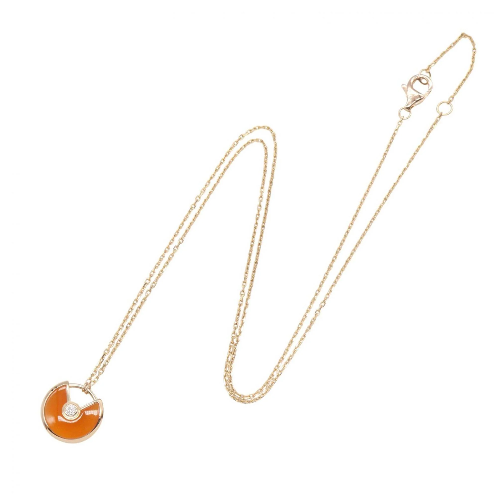 Amulette Pendant Necklace 18K Rose Gold with Carnelian and Diamond - Image 2