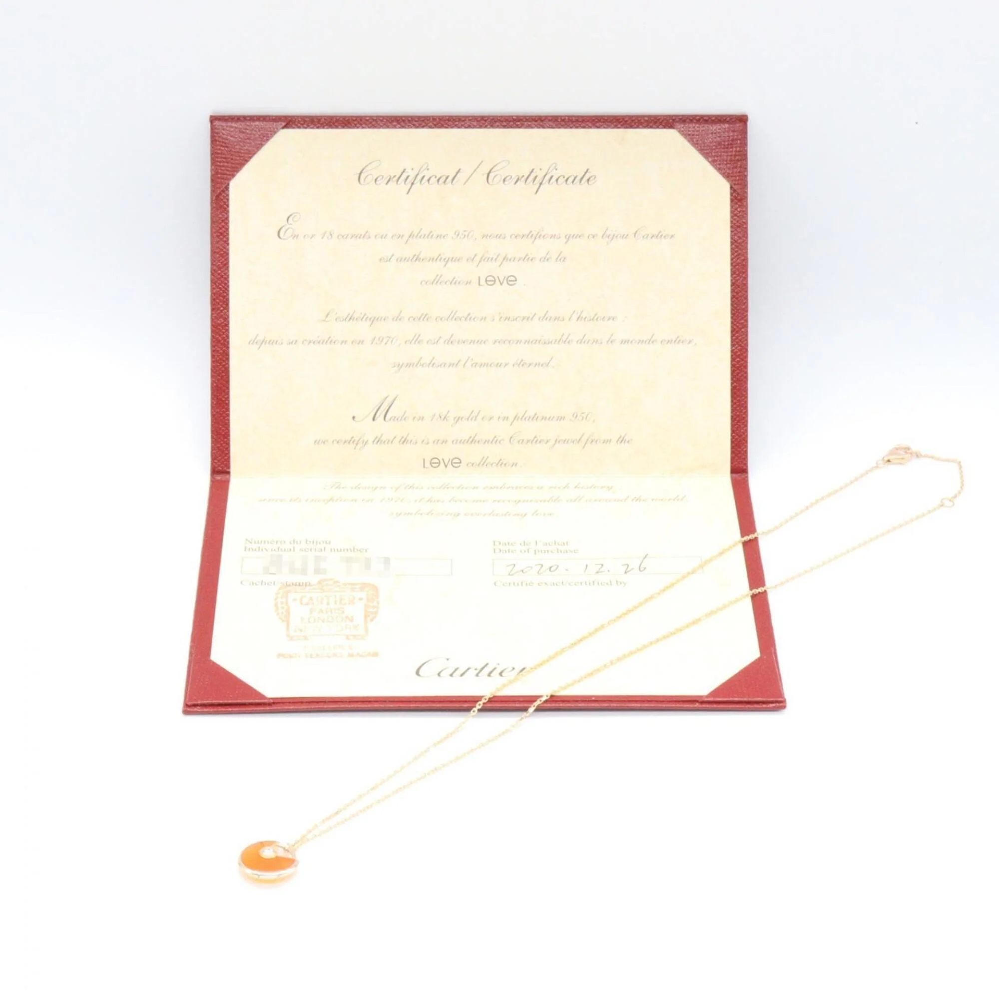 Amulette Pendant Necklace 18K Rose Gold with Carnelian and Diamond - Image 4
