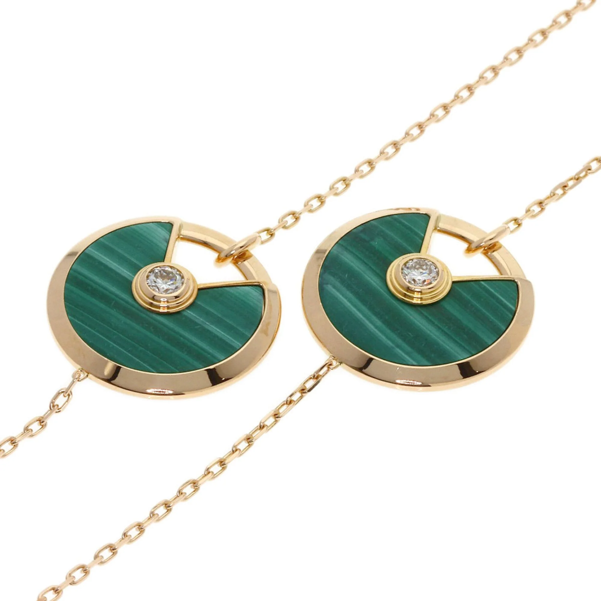 Amulette Pendant Necklace 18K Rose Gold with Diamond Malachite and Shell - Image 2