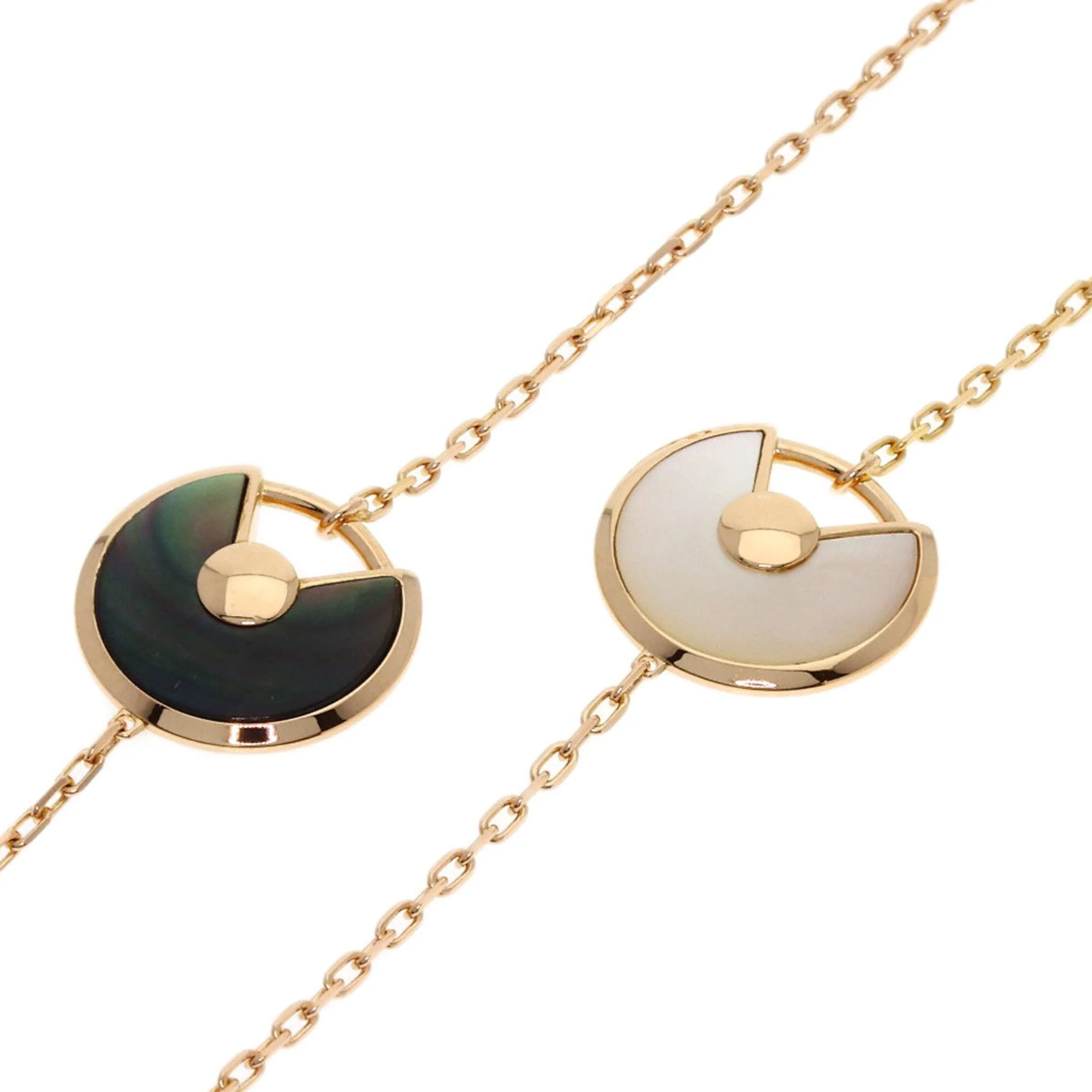 Amulette Pendant Necklace 18K Rose Gold with Diamond Malachite and Shell - Image 5