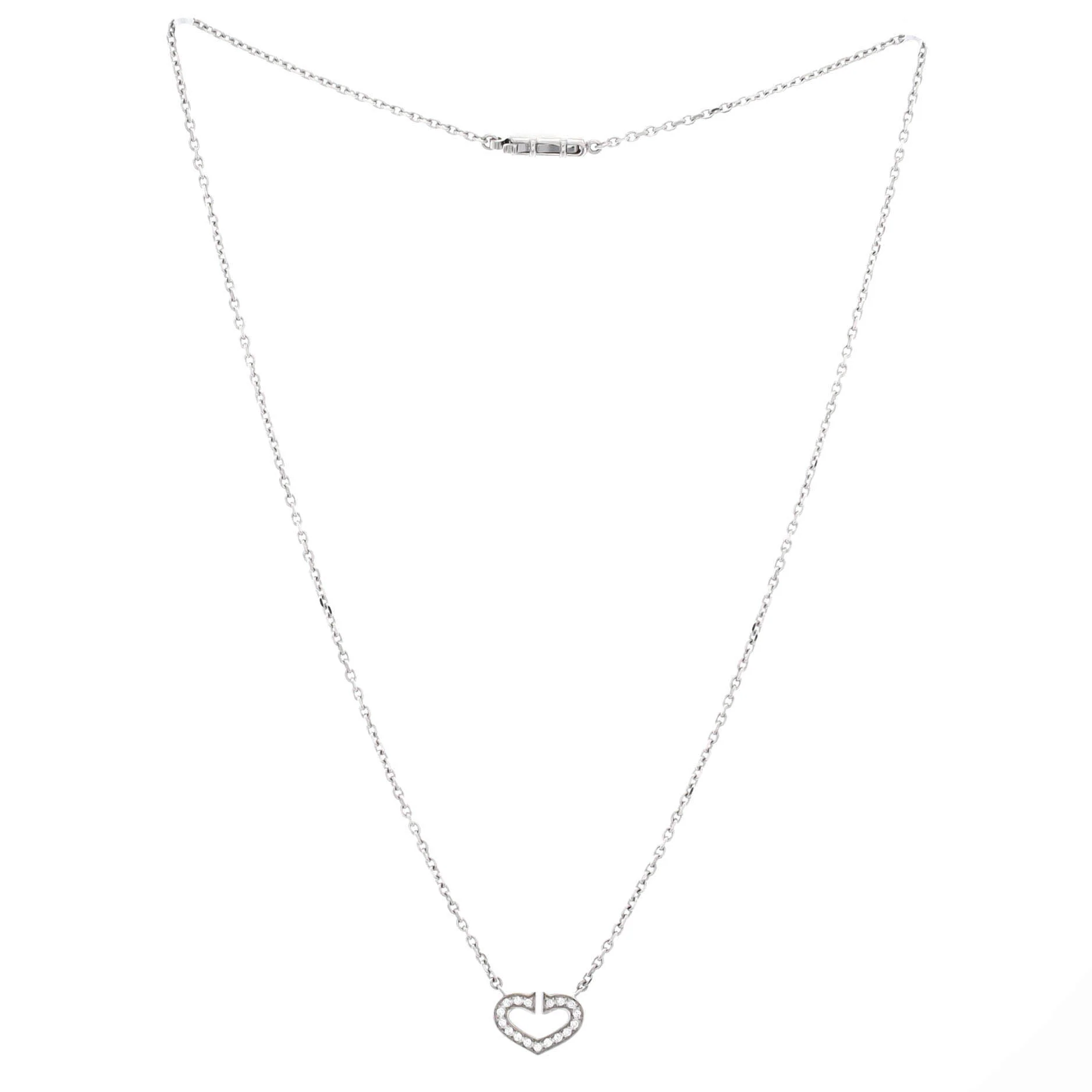 C Heart de Cartier Pendant Necklace 18K White Gold with Pave Diamonds - Image 2