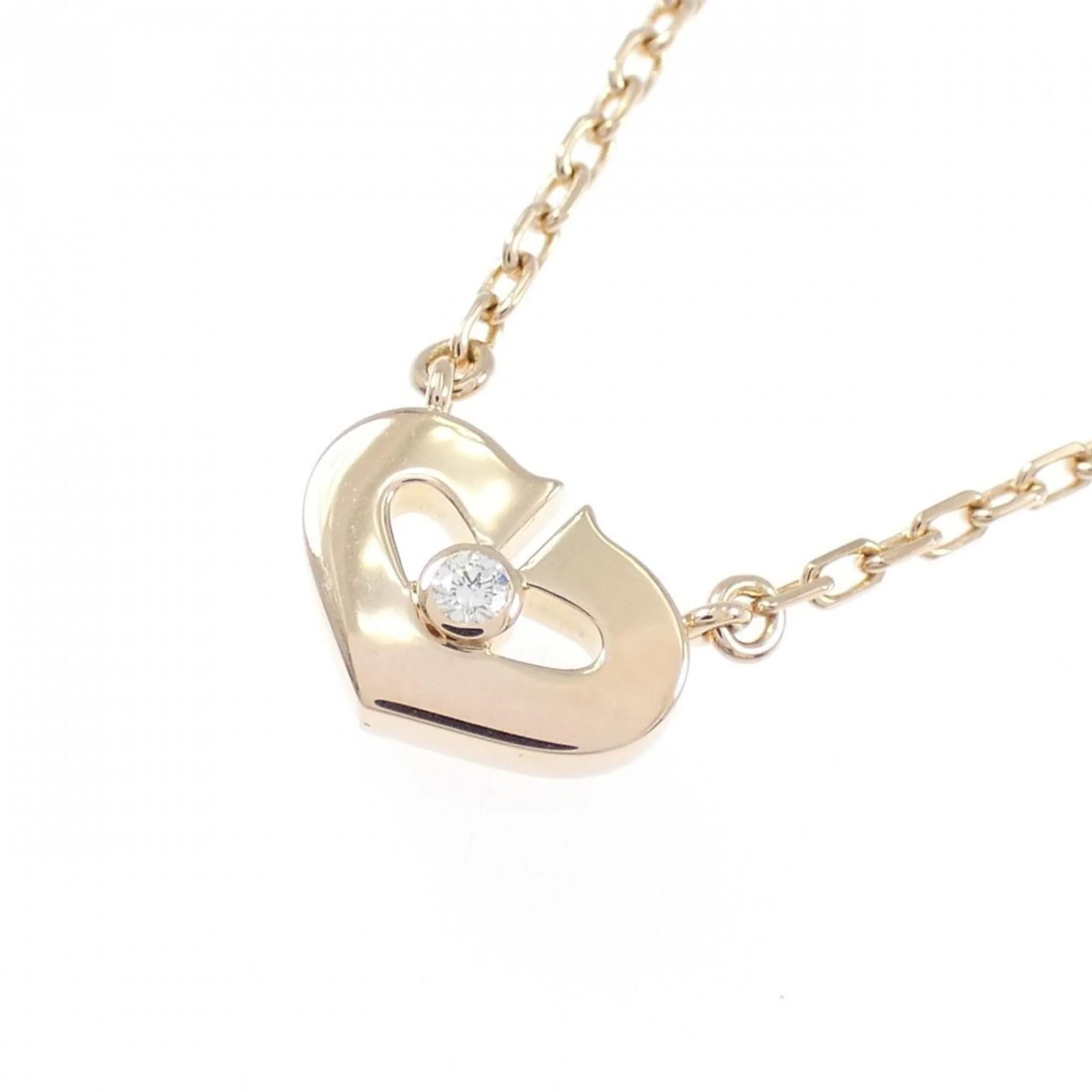 C Heart Pendant Necklace 18K Rose Gold - Image 3
