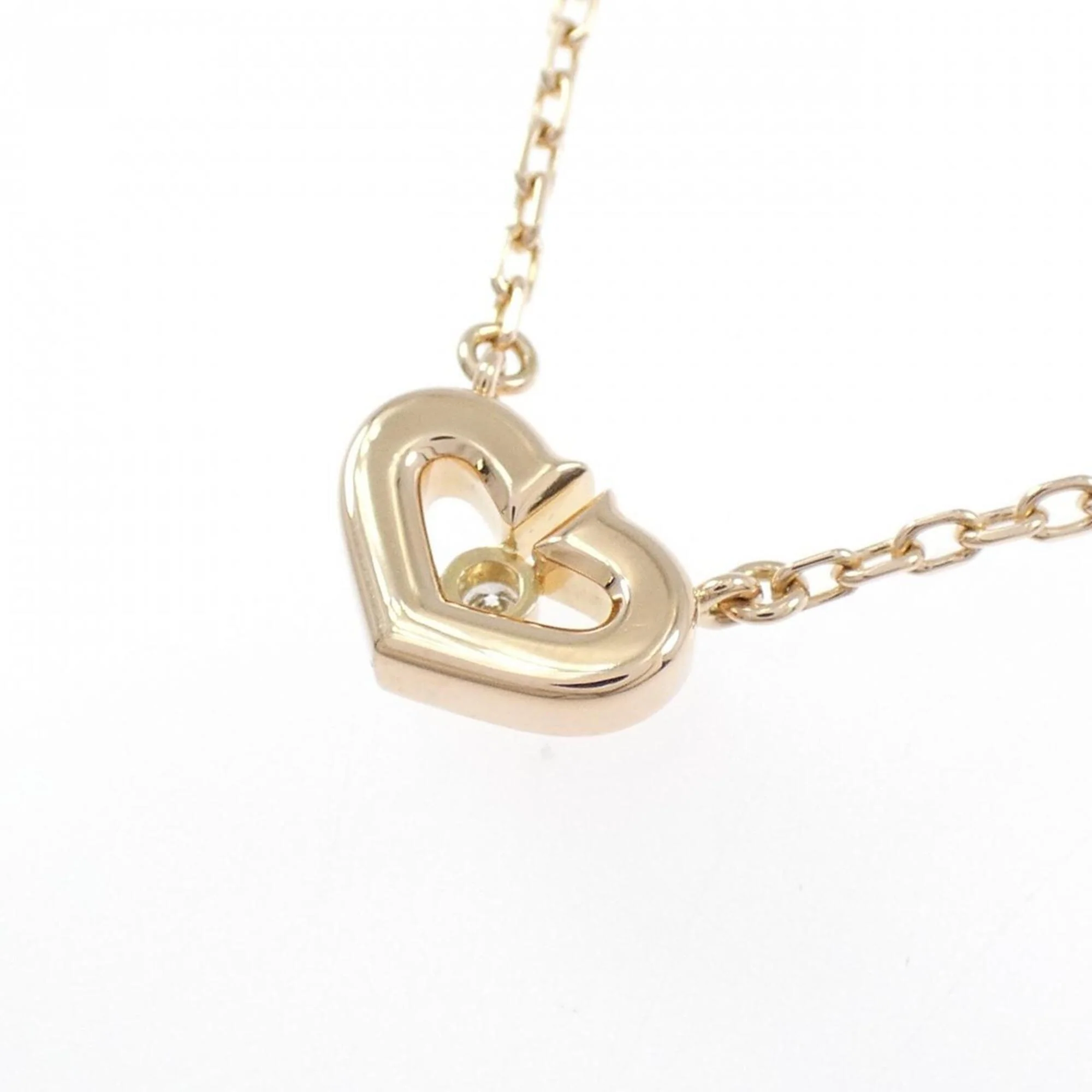 C Heart Pendant Necklace 18K Rose Gold - Image 4