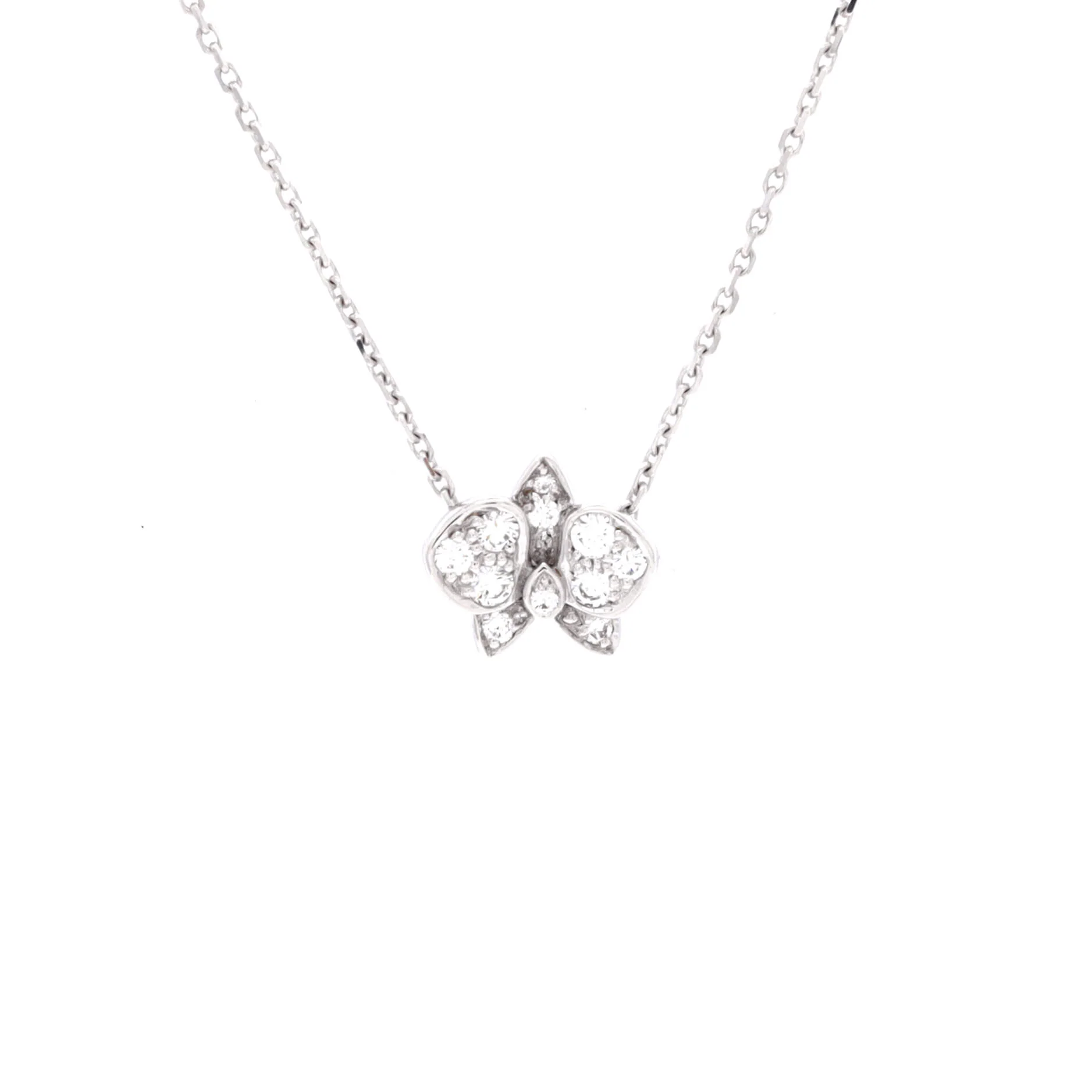 Caresse D'Orchidees Necklace 18K White Gold with Diamonds Small