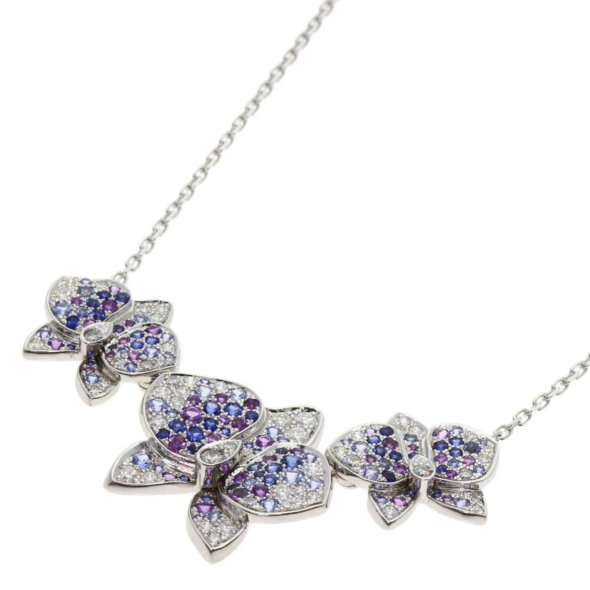 Caresse d'Orchidées Pendant Necklace 18K White Gold with Diamond Sapphire Amethyst