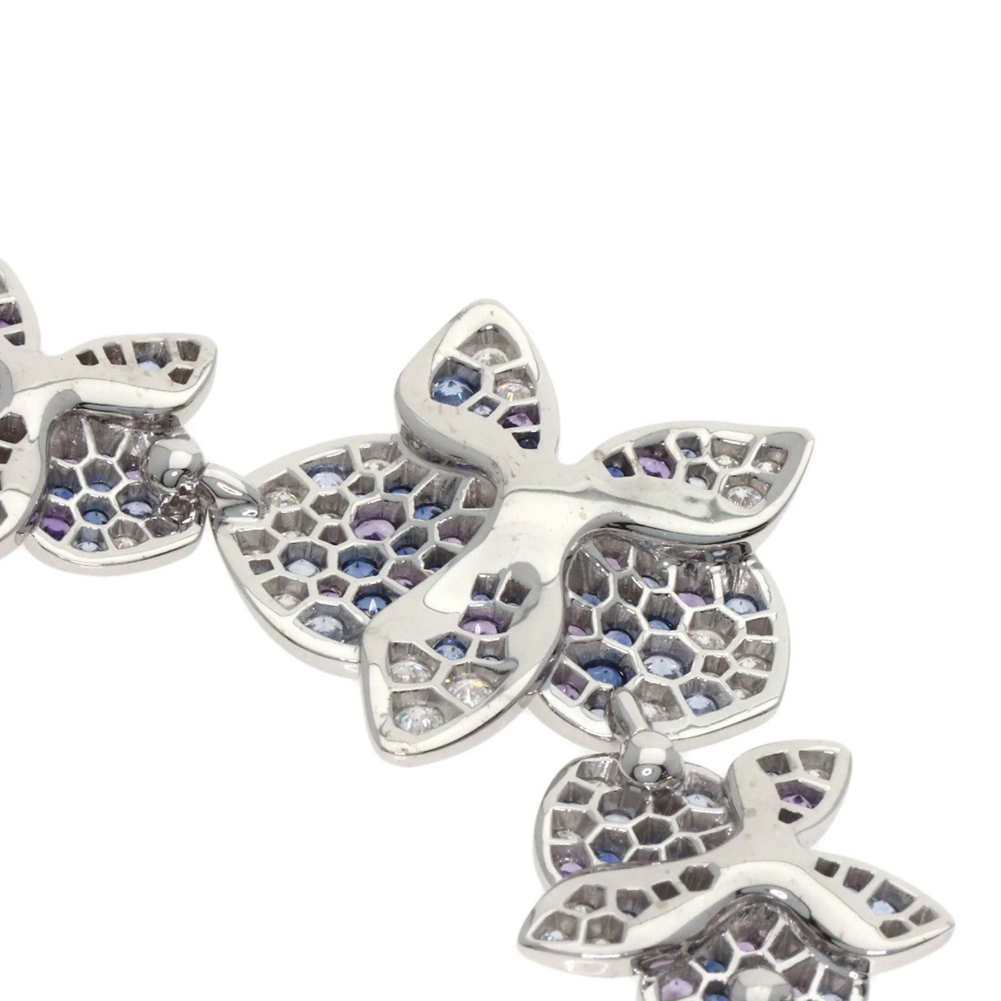 Caresse d'Orchidées Pendant Necklace 18K White Gold with Diamond Sapphire Amethyst - Image 5
