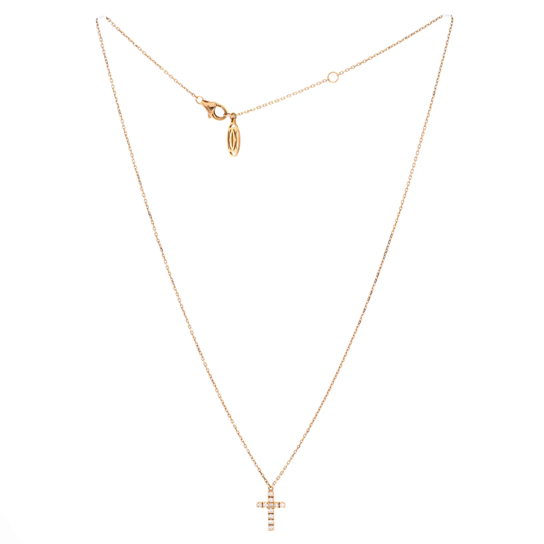 Cross Pendant Necklace 18K Rose Gold with Diamonds - Image 3