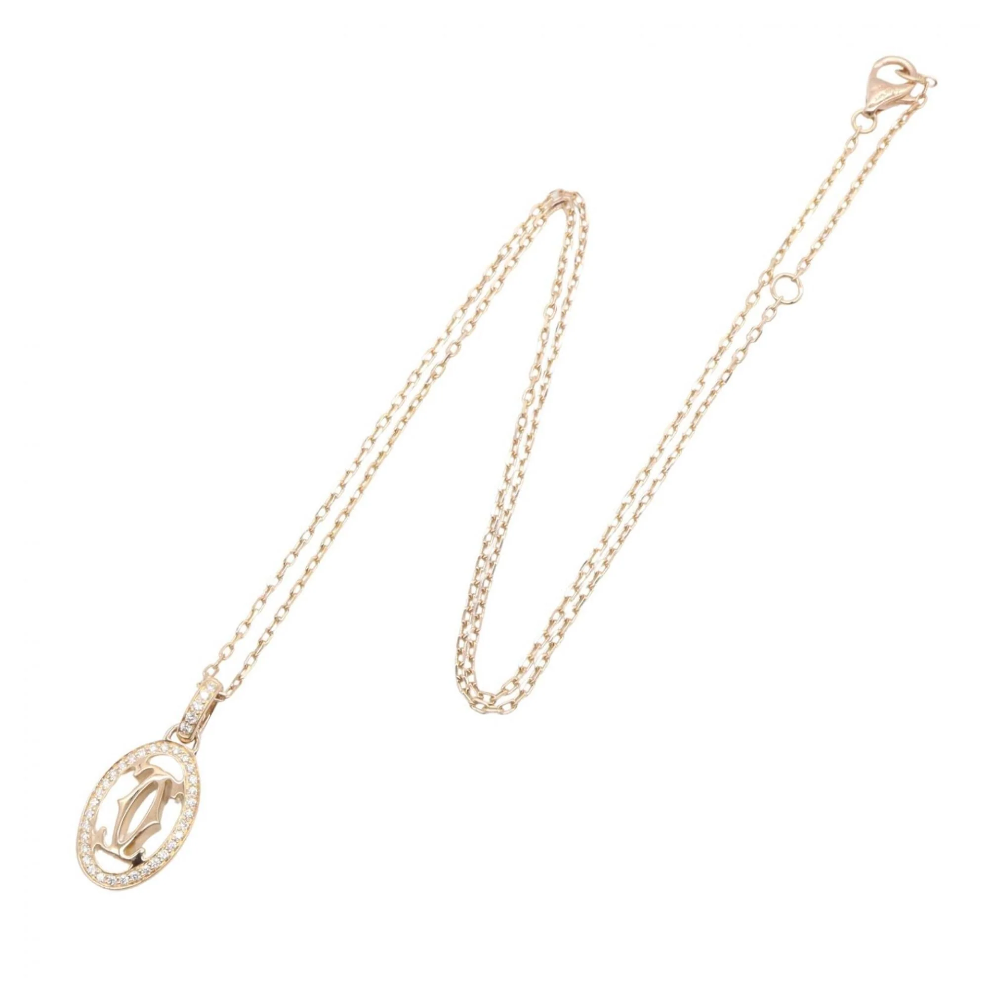 Double C Pendant Necklace 18K Rose Gold with Diamond - Image 2