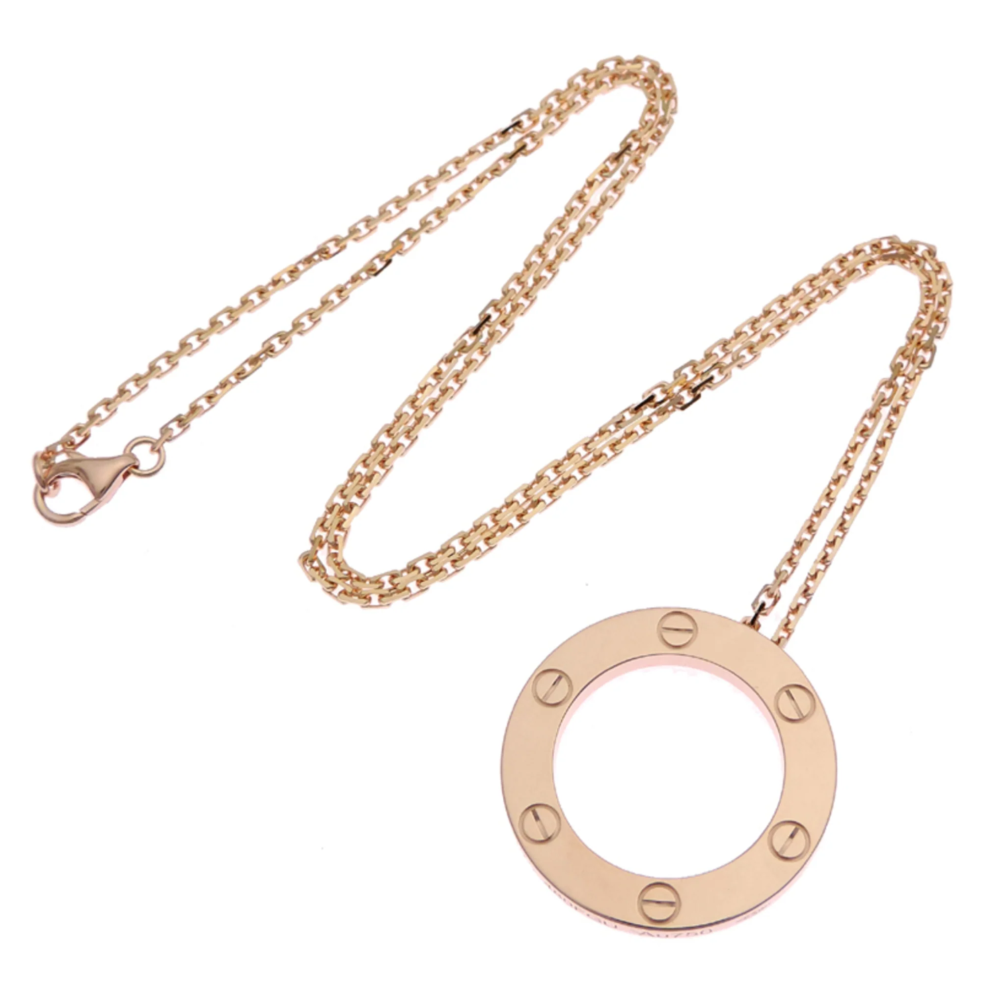 Love Circle Pendant Necklace 18K Rose Gold - Image 7