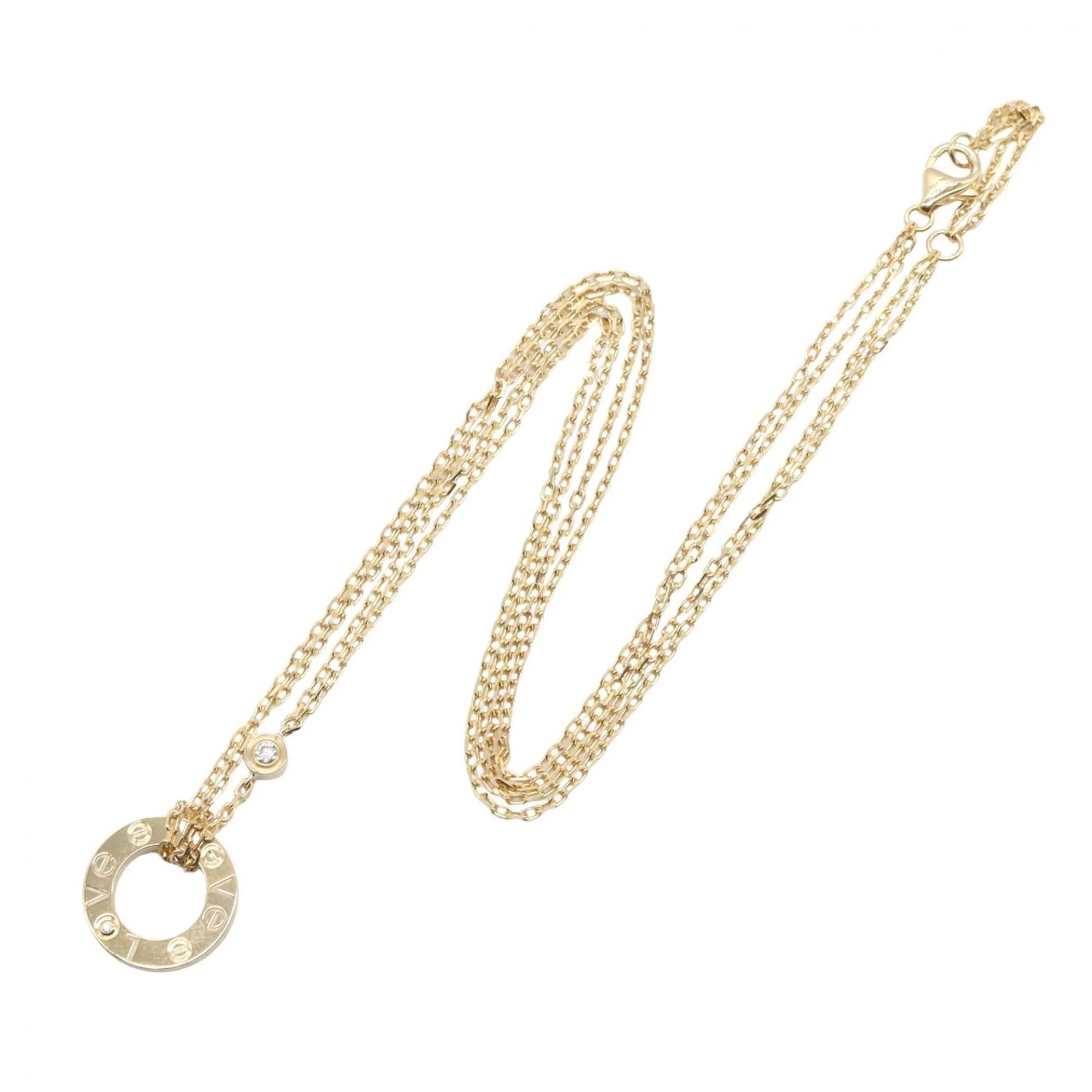 Love Circle Pendant Necklace 18K Yellow Gold with Diamond - Image 2